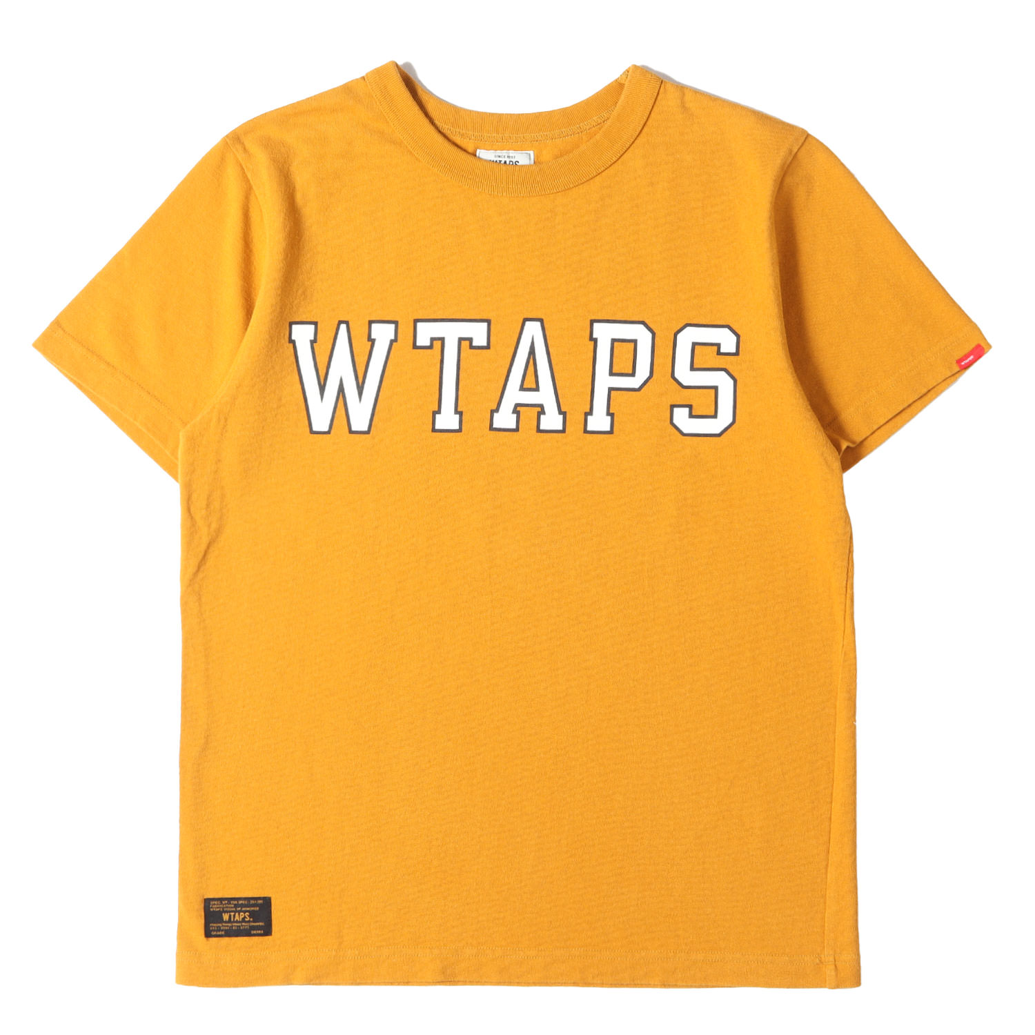 WTAPS ダブルタップス Tシャツ マスタード サイズ:S | ブランドロゴ クルーネック ヘビー Tシャツ(DESIGN S/S 02) | トップス カットソー 半袖【メンズ】【中古】【美品】【K4806】