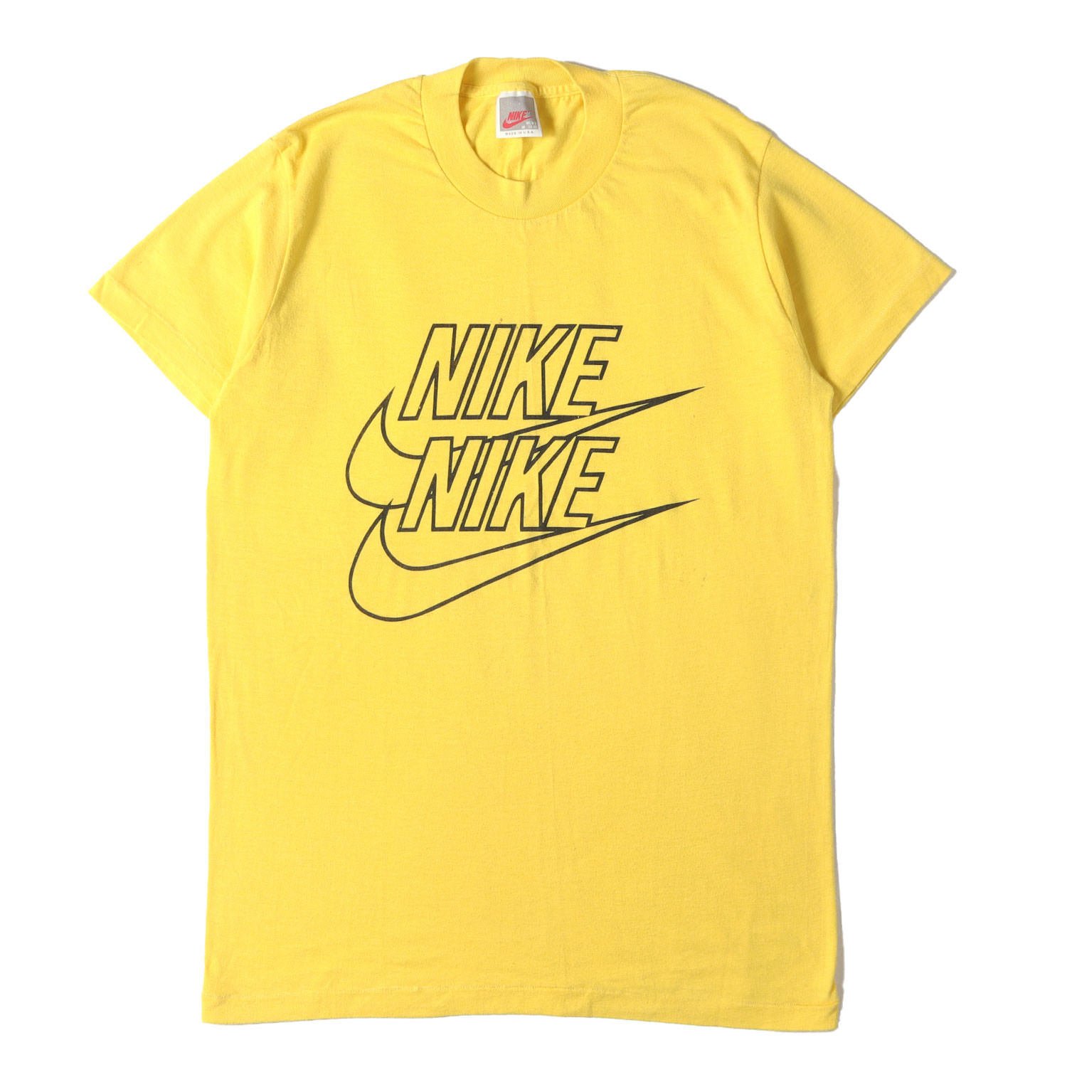 NIKE / vintage ナイキ ヴィンテージ プルオーバー 黄色 大きさ:M | 滅多に無い 銀引き舟 | 90s 2連 スウッシュロゴ 刷り上げる プルオーバー | 90年月日 USA製 古着 | トップス カットソー 半袖【メンズ】【中古】【K4837】