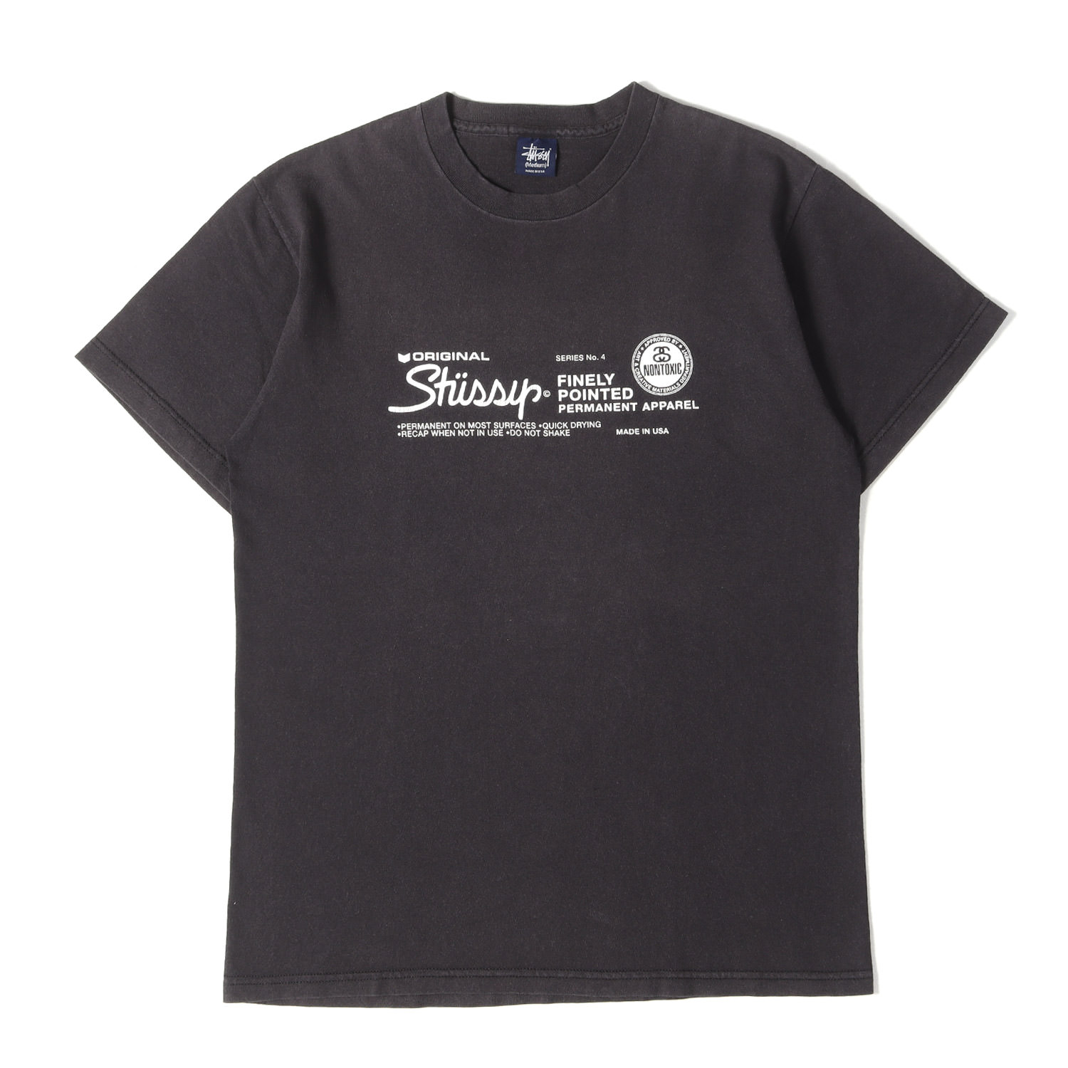 STUSSY ステューシー プルオーバー 黒いこと 黒 大きさ:M | 00s 紺引き舟 グラフィック刷り上げる プルオーバー(USA製) | トップス カットソー 半袖 | 00年月日 アーカイブ【メンズ】【中古】【K4844】