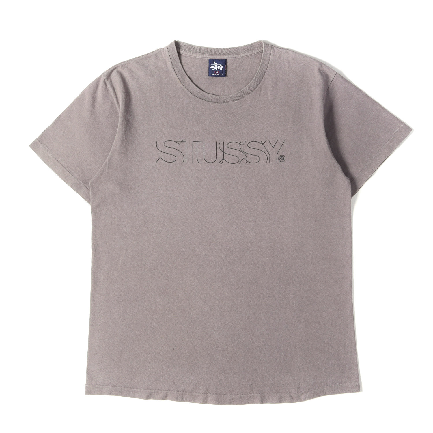 STUSSY ステューシー プルオーバー 薄墨色 大きさ:M | 90s OLD STUSSY 紺引き舟 生産ラインロゴタイプ プルオーバー(USA製) | トップス カットソー 半袖 | 90年月日 アーカイブ【メンズ】【中古】【K4844】