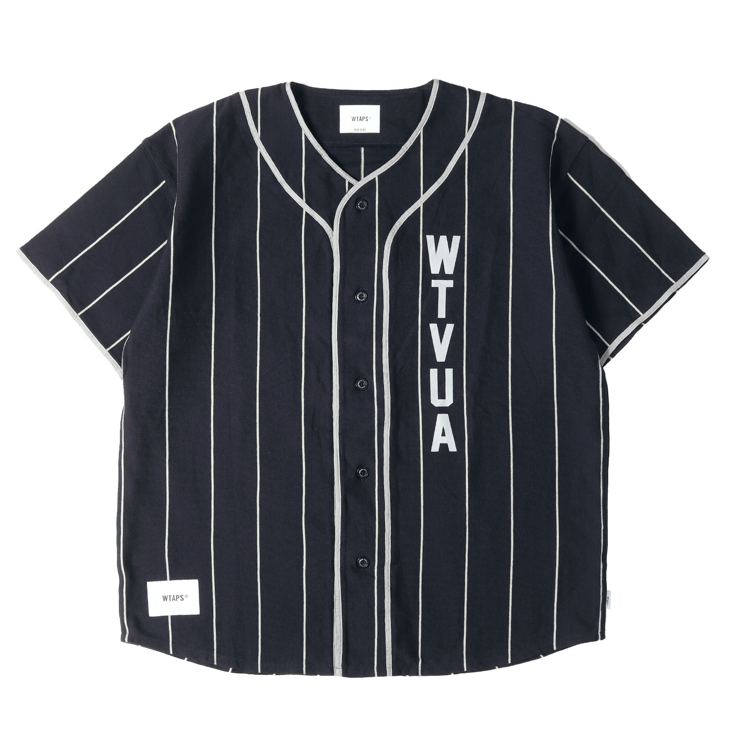 WTAPS ダブルタップス シャツ ブラック 黒 サイズ:L | 25SS ストライプ ベースボールシャツ(LEAGUE / SS / COTTON) | トップス カジュアルシャツ 半袖【メンズ】【中古】【美品】【K4806】｜ブランド古着のBEEGLE by Boo-Bee