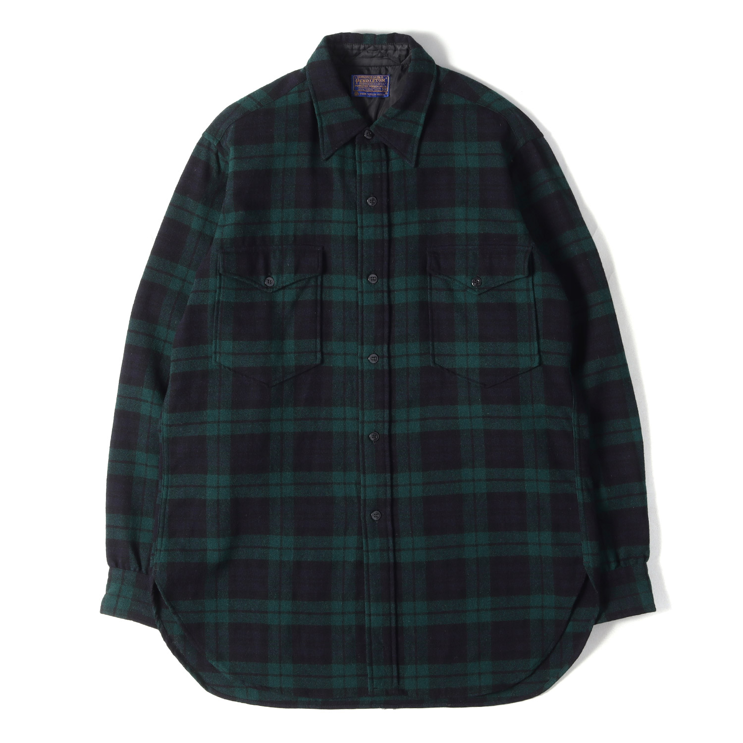 PENDLETON ペンドルトン シャツ グリーン ネイビー サイズ:15 1/2 | 60s ブラックウォッチ チェック ウールシャツ | USA製 | トップス カジュアルシャツ 長袖 | 60年代 古着 ヴィンテージ【メンズ】【中古】【K4837】|ブランド古着のBEEGLE by Boo-Bee