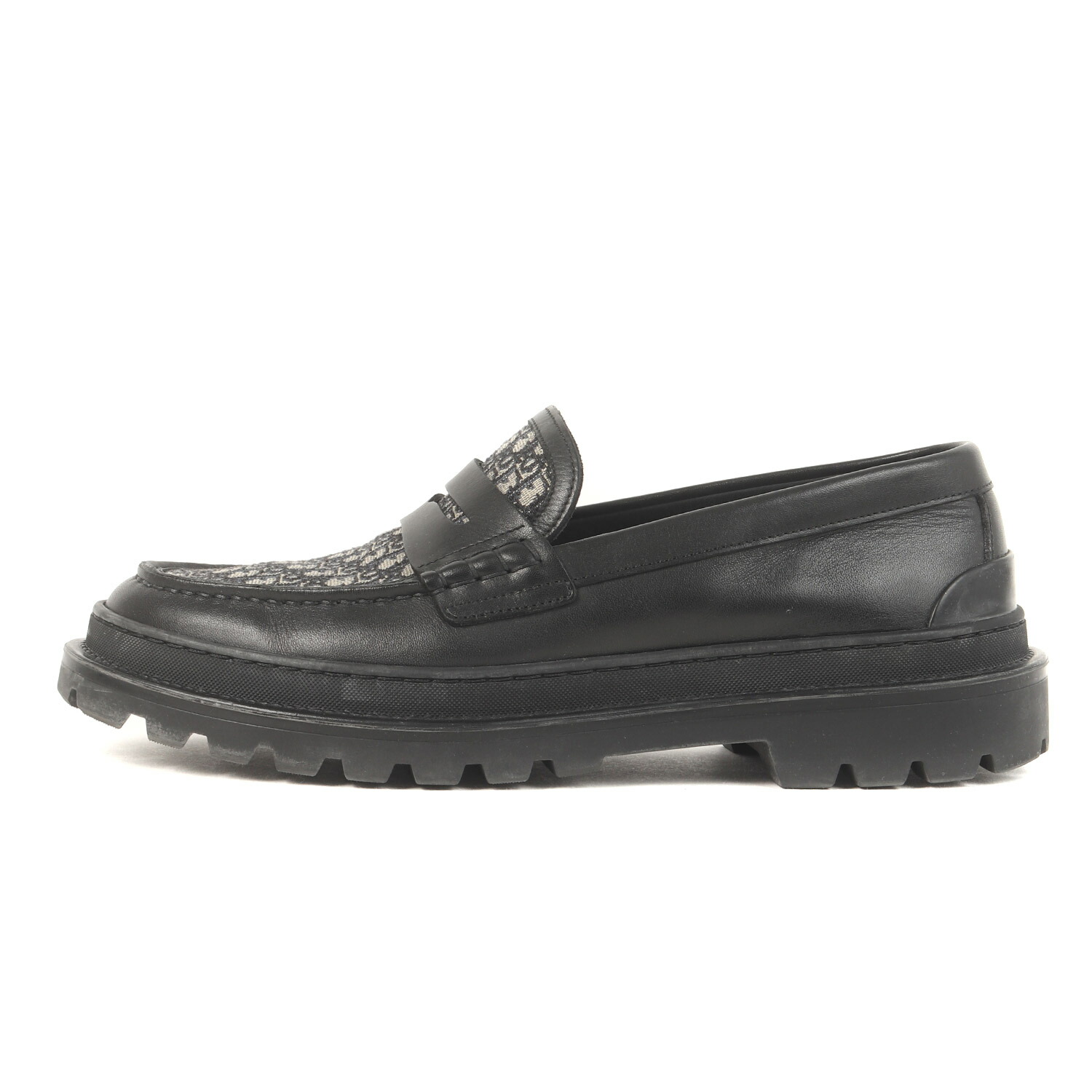 Dior クリスチャンディオール 大きさ:黒いこと 40 | 21AW オブ西洋葱 ジャかばい立て 置き目毛皮 (EXPLORER LOAFER CALF JACQUARD) | イタリア製 ブランド名 シューズ 靴【メンズ】【中古】【K4845】