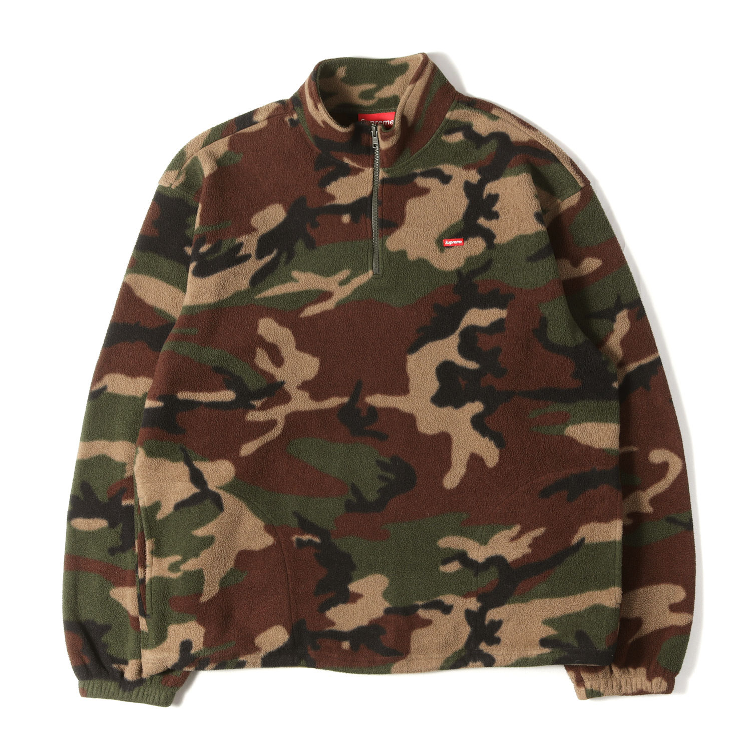 Supreme シュプリーム 上衣 ウッドランド家鴨 大きさ:XL | 19AW 変装柄 スモールBOXロゴタイプ ポーラテック フリース ハーフジップ ティーシャツ 上衣 (Polartec Half Zip Pullover) | アウター スポーツジャケット 厚地の外套【メンズ】【中古】【K4816】