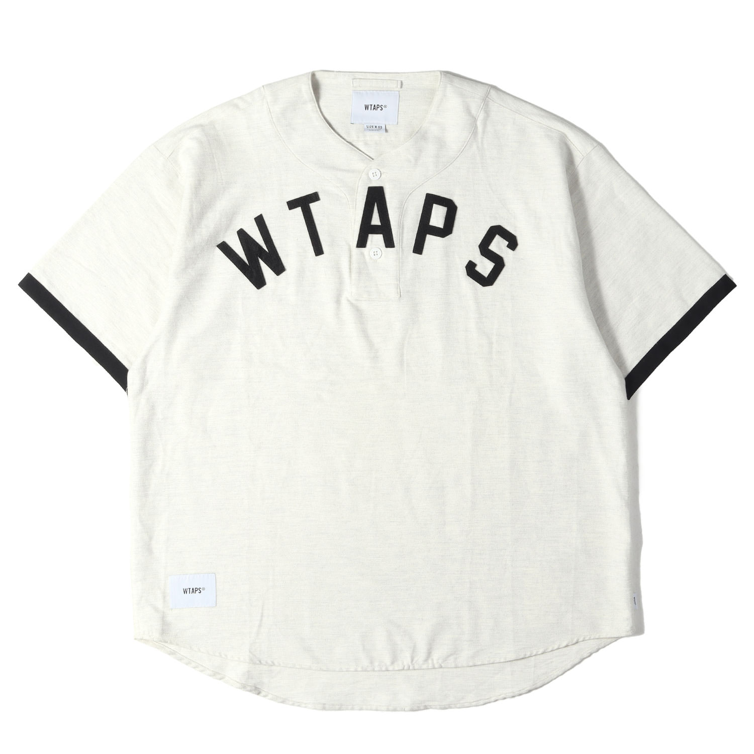 WTAPS ダブルタップス シャツ オフホワイト 白 サイズ:L | 22SS アップリケロゴ フランネル ベースボールシャツ (LEAGUE SS / COTTON FLANNEL) | トップス カジュアルシャツ 半袖【メンズ】【中古】【美品】【K4858】|ブランド古着のBEEGLE by Boo-Bee