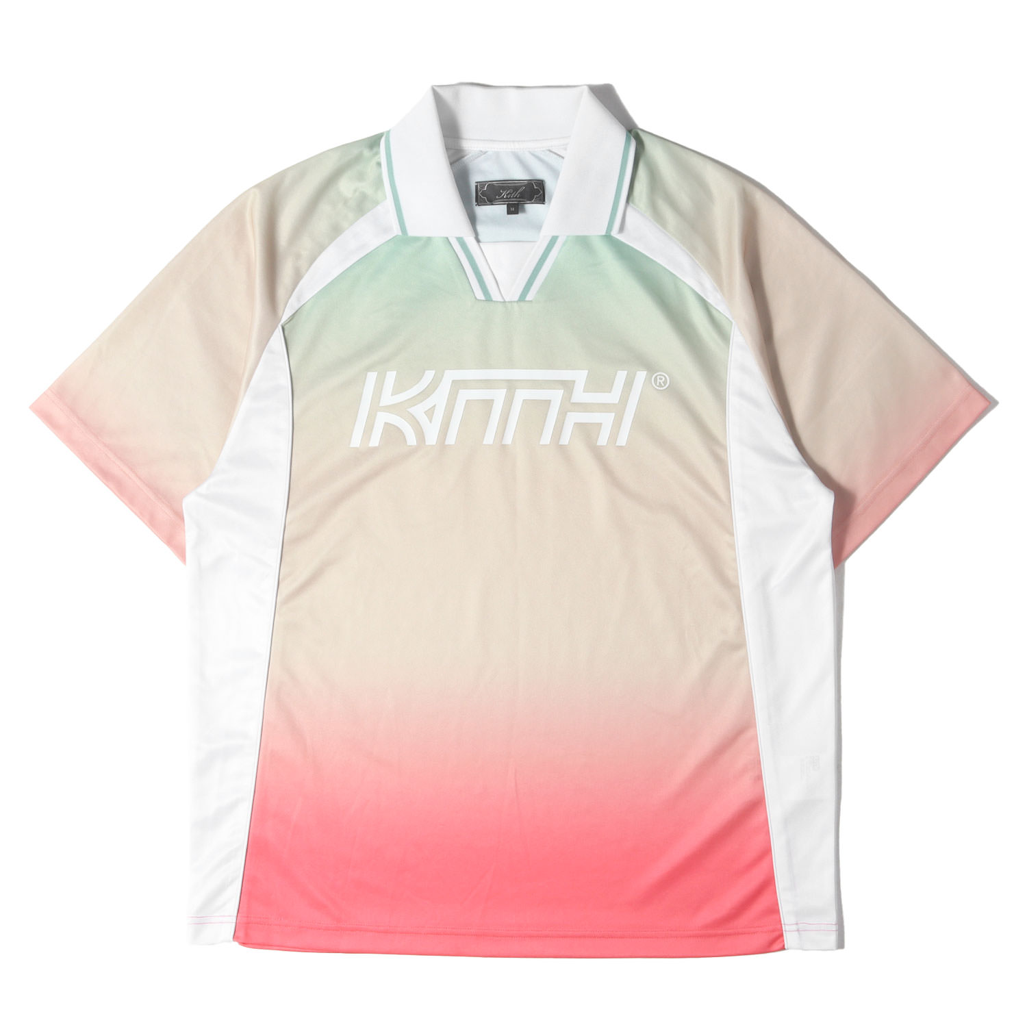 KITH NYC 口づけ ニューヨーク州シティー カットソー ベージュ サクラ色系(Mykonos) 大きさ:M | 25SS グラデーション色つや サッカージャージ(Gradient Edison Jersey) | トップス プルオーバー 半袖【メンズ】【中古】【美品】【K4816】