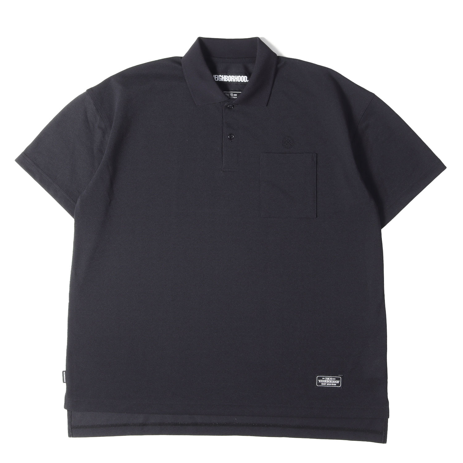 NEIGHBORHOOD ネイバーフッド スポーツシャツ 黒いこと 黒 大きさ:L | ワンポイント刺しゅう 鹿の子 スポーツシャツ(LOGIC / E-POLO. SS) | トップス 半袖【メンズ】【中古】【美品】【K4816】
