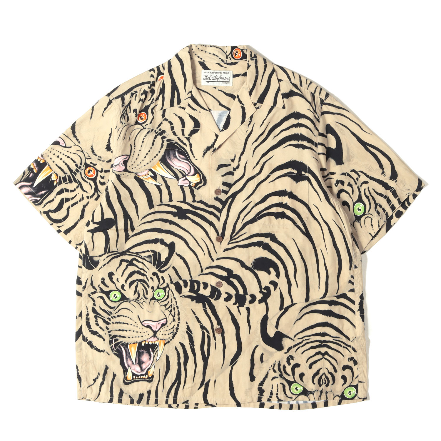 WACKO MARIA ワコマリア シャツ ベージュ サイズ:S | 22SS &times;TIM LEHI タイガー 虎柄 レーヨン ハワイアンシャツ / アロハシャツ(HAWAIIAN SHIRT) | トップス カジュアルシャツ 半袖【メンズ】【中古】【美品】【K4816】｜ブランド古着のBEEGLE by Boo-Bee