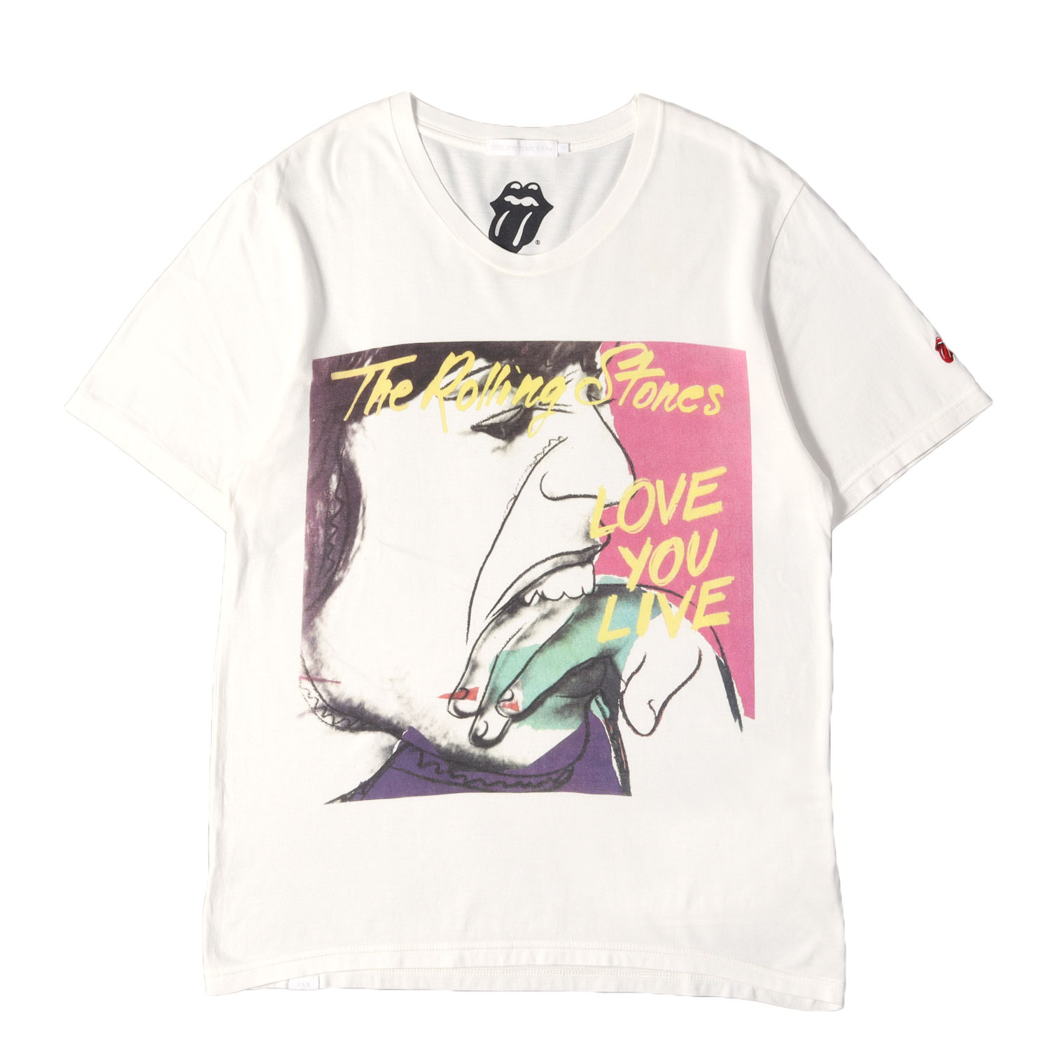 HYSTERIC GLAMOUR ヒステリックグラマー プルオーバー 白いこと 白 大きさ:M | THE ROLLING STONES  LOVE YOU LIVE プルオーバー | THEE HYSTERIC XXX | トップス カットソー 半袖 | 日本製【メンズ】【中古】【K4816】