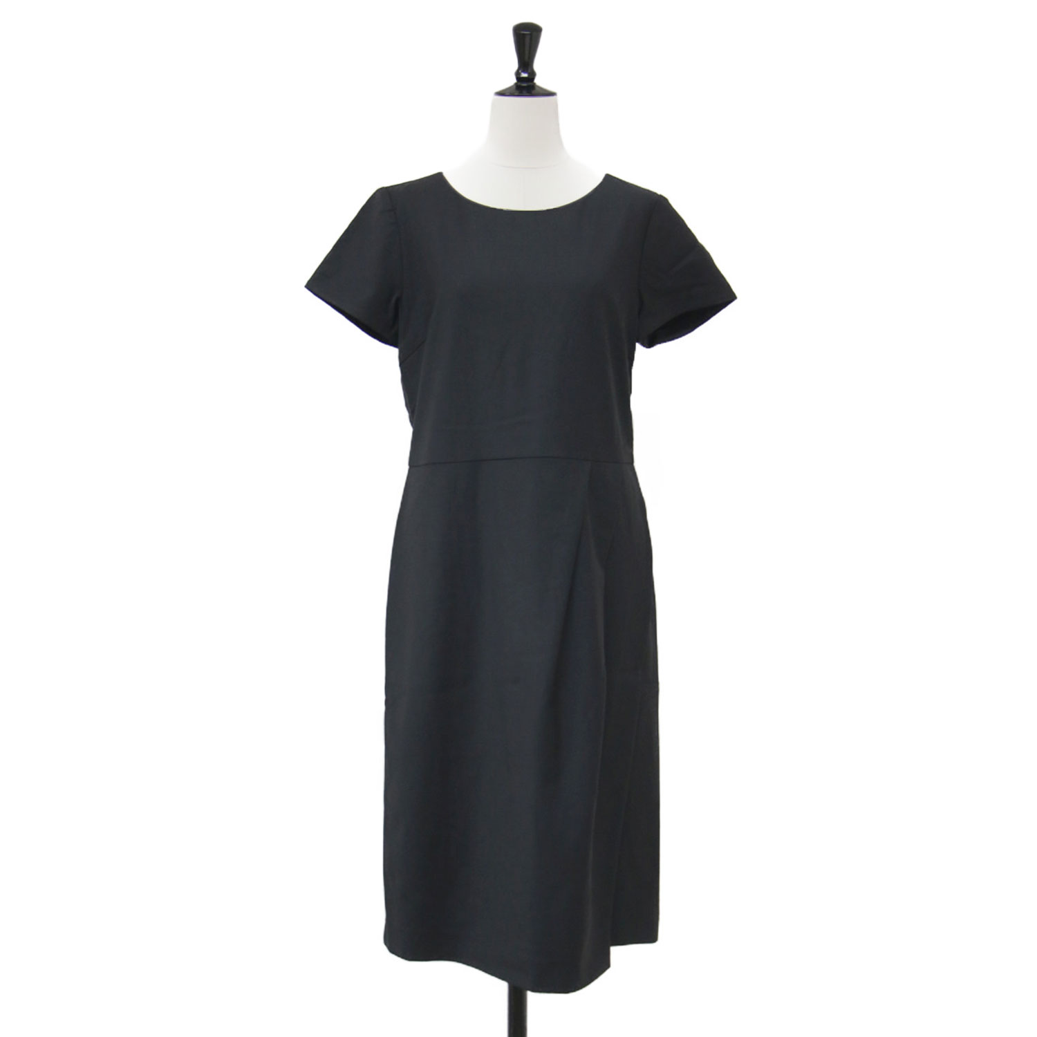 theory luxe セオリーリュクス 衣装 黒いこと 黒 大きさ:40(L) | さあ美風 MIDI 衣装 | Executive Anahita | フォーマル 半袖 労働者の一団のど首 タック 伸ばすこと 羊毛 | 日本製【レディース】【中古】【K4816】