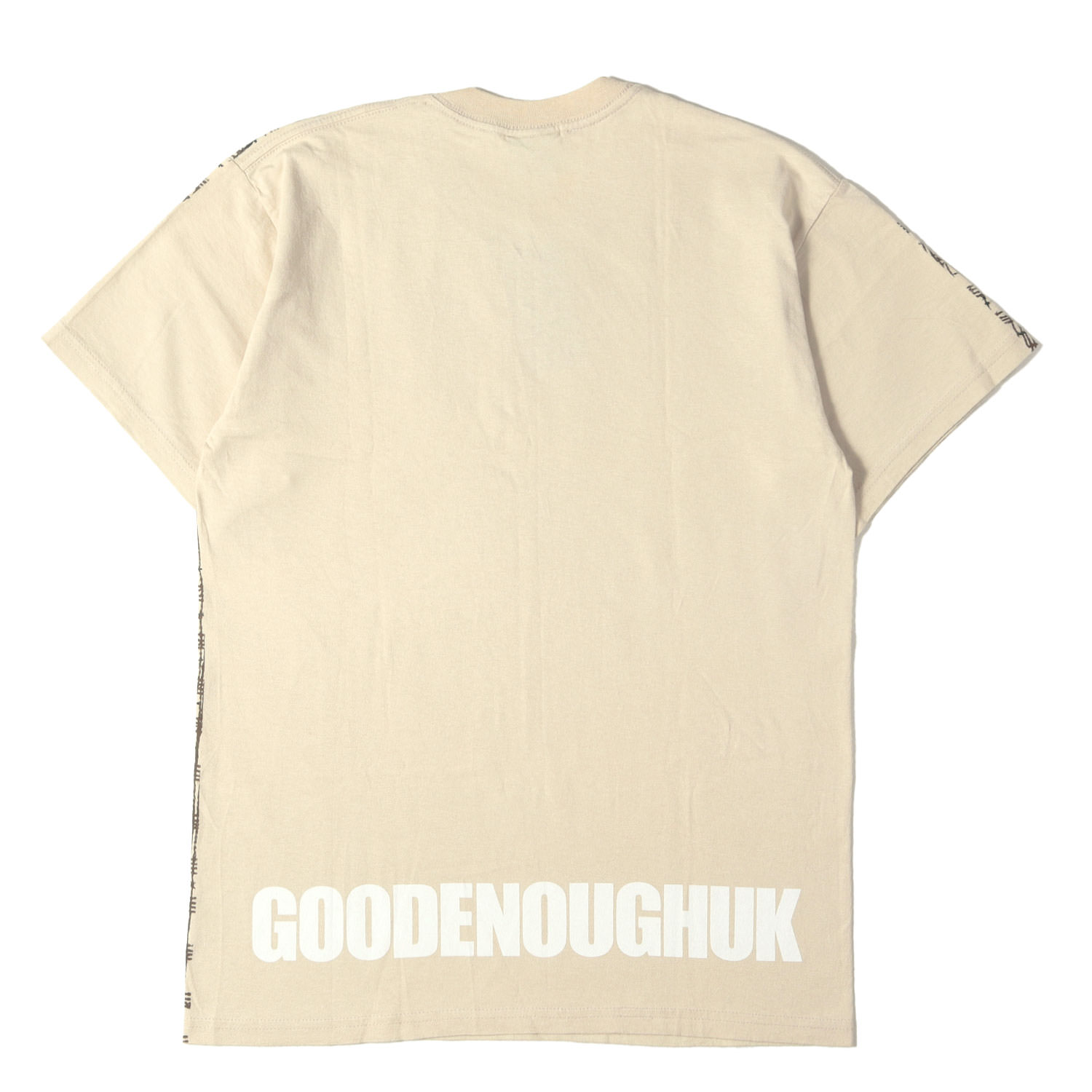 GOOD ENOUGH グッドイナフ Tシャツ ベージュ サイズ:M | 00s GOODENOUGHUK 裾ロゴ バーブワイヤー プリント Tシャツ | トップス カットソー 半袖 | 00年代 アーカイブ【メンズ】【中古】【美品】【K4884】|ブランド古着のBEEGLE by Boo-Bee
