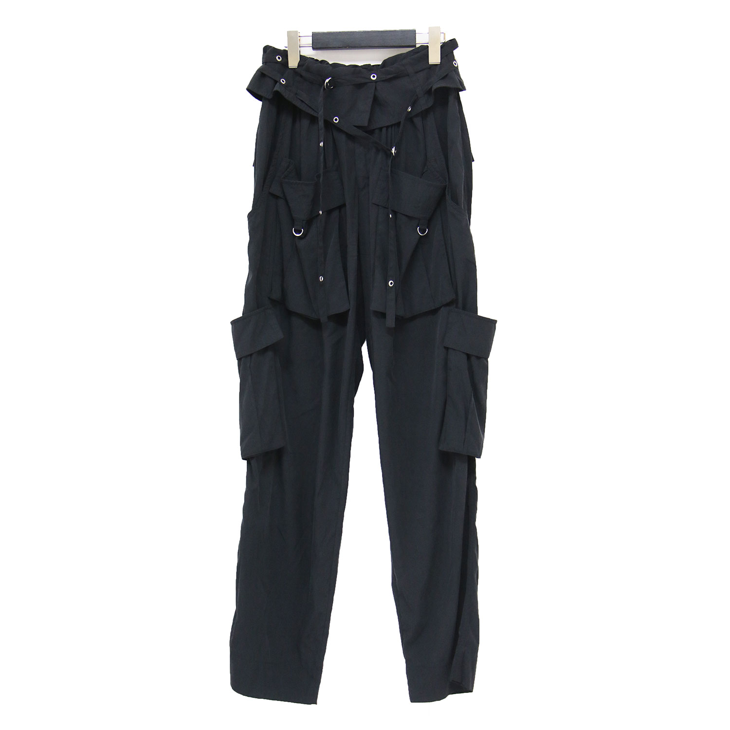 ISABEL MARANT イザ呼びりん マラン ズボン下 黒いこと 黒 大きさ:34(XS) | 24秋冬 酉の方角折りかえし 積貨委託貨物 ズボン下 / HADJA テーパード ギャザー はと目 胴締め | ボトムス ズボン【レディース】【中古】【K4858】