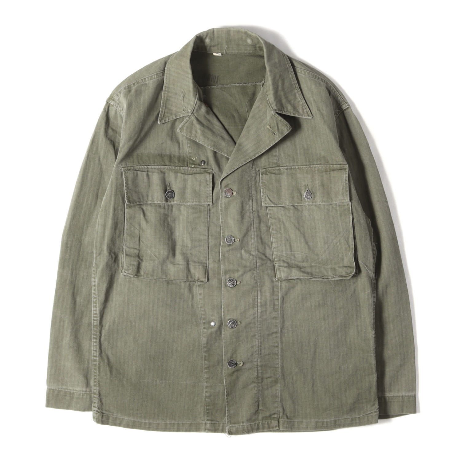 Vintage Military Item ヴィンテージミリタリー | 滅多に無いひな形 | 40s U.S.ARMY M-43 HBT 13はやりっ児名取り草 ヘリンボーンツイル ミリタリー上衣 | オリーブ 大きさ:36R | 40年月日 古着 | アウター 上衣 厚地の外套【メンズ】【中古】【K4838】