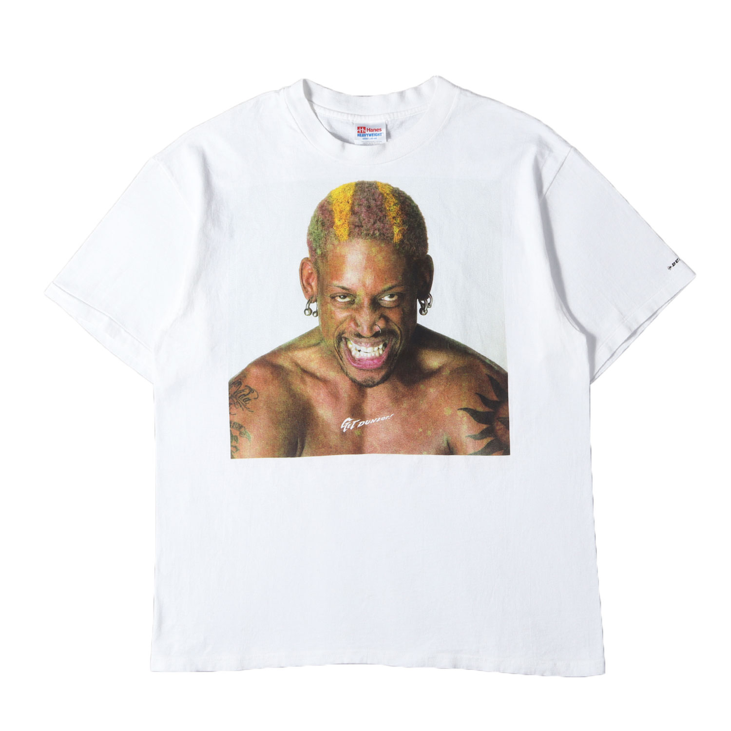 90s - 00s ヴィンテージ古着 | 希少モデル | 90s デニス・ロッドマン &times; ダンロップ 両面プリント プロモ Tシャツ | エルサルバドル製 Hanes | ホワイト 白 サイズ:L | 90年代 | トップス カットソー 半袖【メンズ】【中古】【K4874】｜ブランド古着のBEEGLE by Boo-Bee