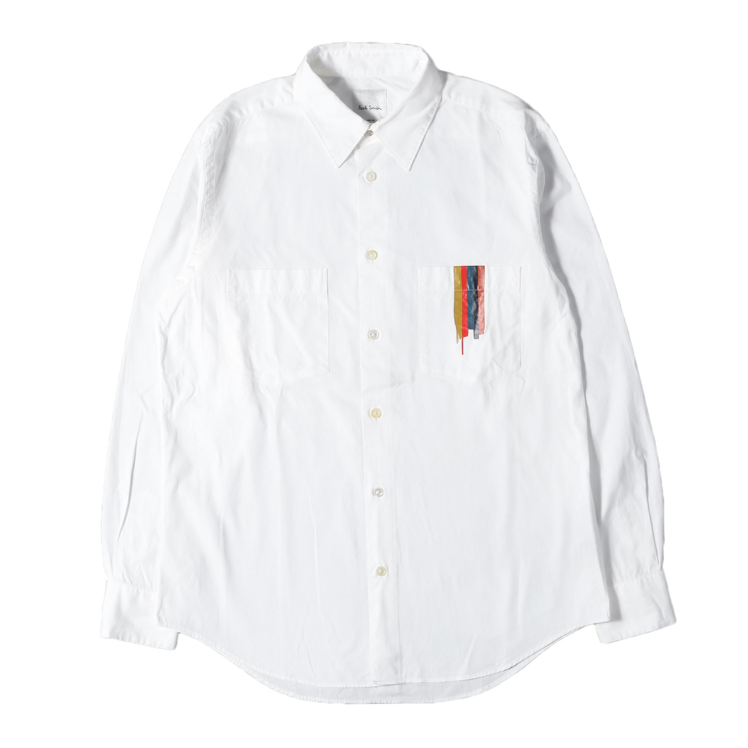 Paul Smith 極点スミス プルオーバー 白いこと 白 大きさ:M | 近年青写真 Painted Artist Stripe 綿織物ブロード プルオーバー | トップス 心地よいプルオーバー 長袖【メンズ】【中古】【K4844】