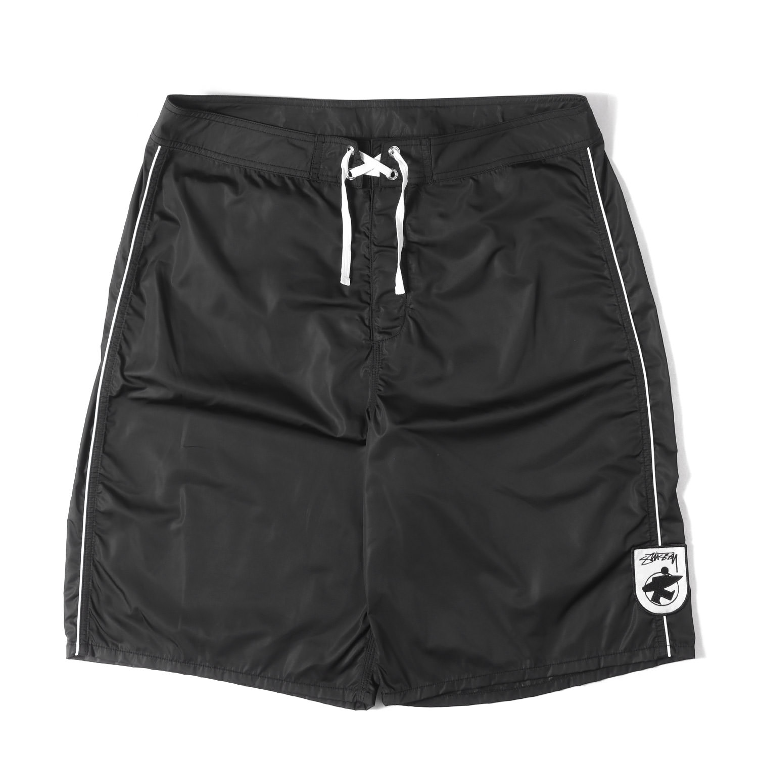 STUSSY ステューシー ズボン下 黒いこと 黒 大きさ:34 | 25SS サーフマン 紋章 ゲーム盤さる股引き(SURFMAN BOARD SHORT) | ボトムス 遊撃手ズボン下【メンズ】【中古】【美品】【K4839】