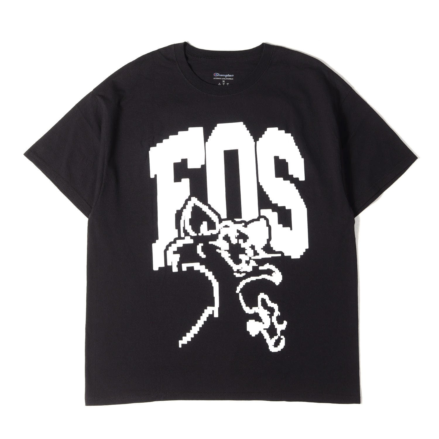 Champion はやりっ児 ティーシャツ 黒いこと 黒 大きさ:XL | ブルックリン総合博物館 Virgil Abloh展 グラフィック ティーシャツ(FOS CAT Pyrex T-shirt) | トップス カットソー 半袖【メンズ】【中古】【美品】【K4836】
