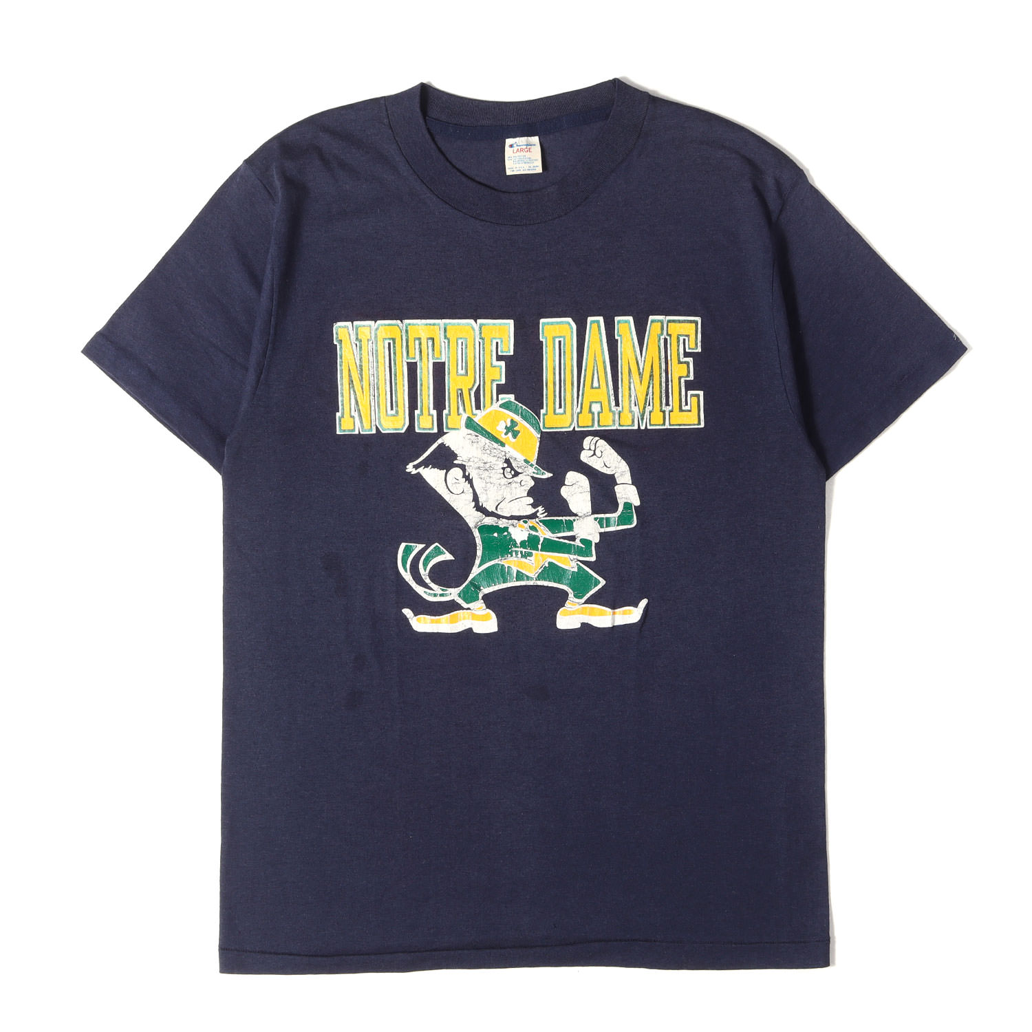 Champion vintage チャンピオン ヴィンテージ Tシャツ ネイビー 紺 サイズ:L | 80s トリコタグ カレッジプリント Tシャツ (ノートルダム大学) | トップス カットソー 半袖 | 80年代 古着【メンズ】【中古】【K4882】|ブランド古着のBEEGLE by Boo-Bee