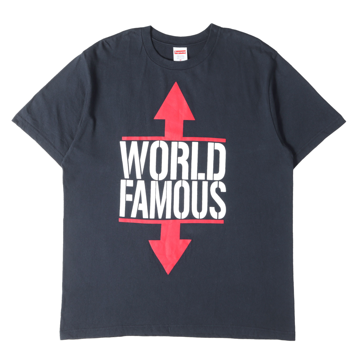 Supreme シュプリーム ティーシャツ 米国海軍 紺 大いさ:M | 26SS World Famousロゴタイプ ティーシャツ (World Famous Tee) | トップス カットソー 半袖【メンズ】【中古】【美品】【K4840】