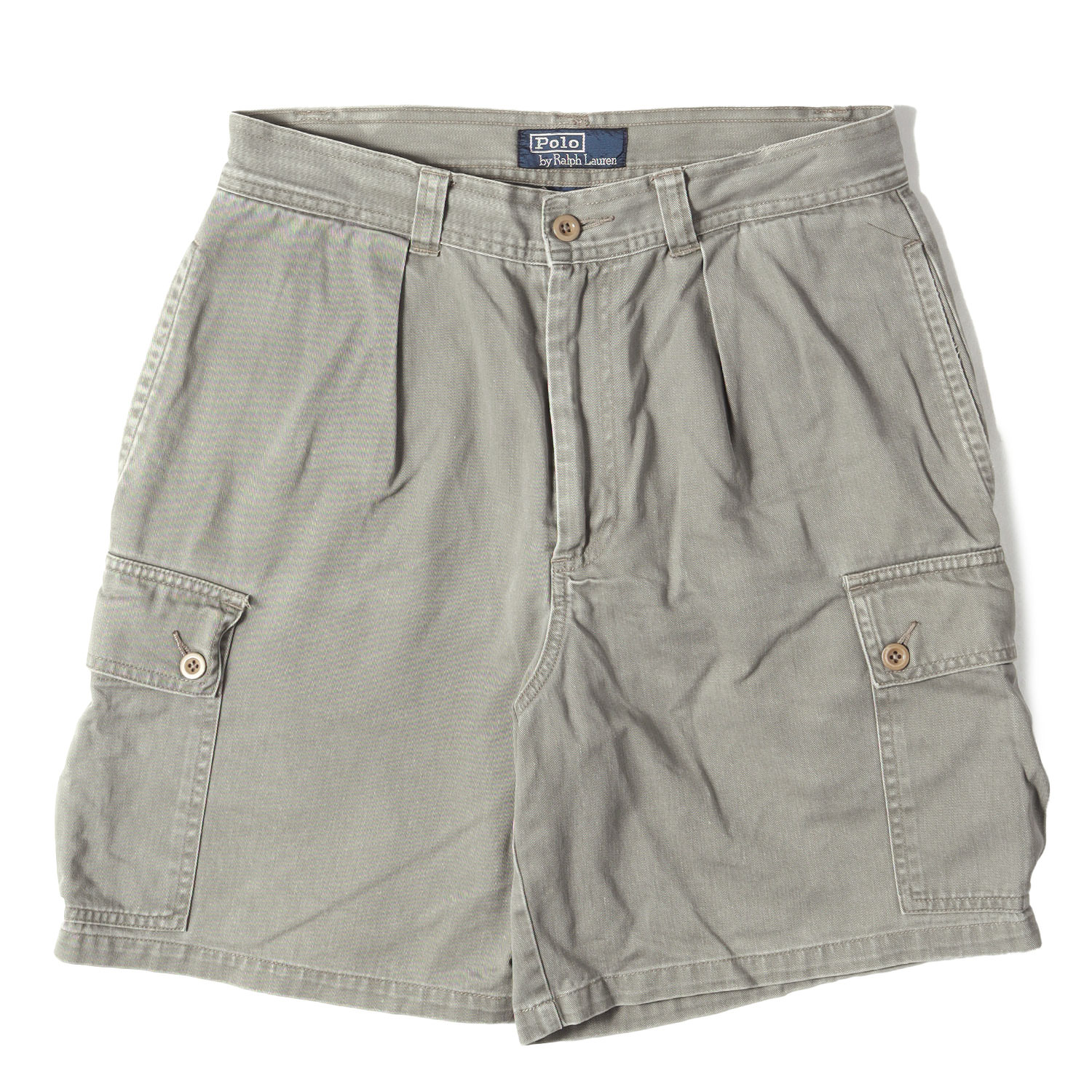 POLO Ralph Lauren ポロ ラルフローレン パンツ カーキ サイズ:30 | GOODフェード | 90s ポロチノ ワンタック コットン カーゴ ショーツ / POLO CHINO | ボトムス ショートパンツ | 90年代 古着 ヴィンテージ【メンズ】【中古】【K4837】｜ブランド古着のBEEGLE by Boo-Bee