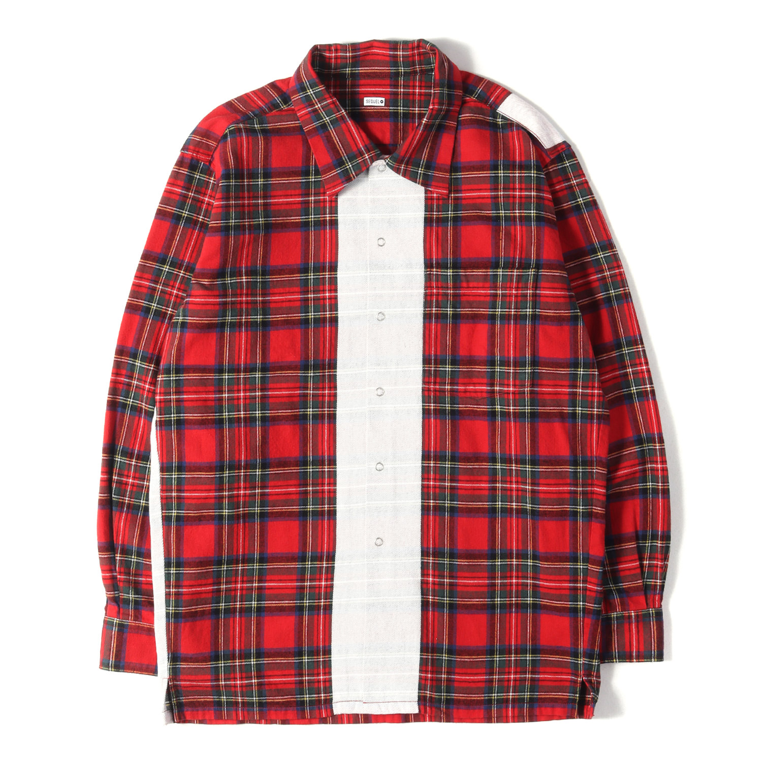 SEQUEL シークエル シャツ レッド グリーン サイズ:M | 23SS ライン チェック フランネルシャツ (LINE NEL CHECK SHIRT) | トップス カジュアルシャツ 長袖【メンズ】【中古】【美品】【K4874】｜ブランド古着のBEEGLE by Boo-Bee