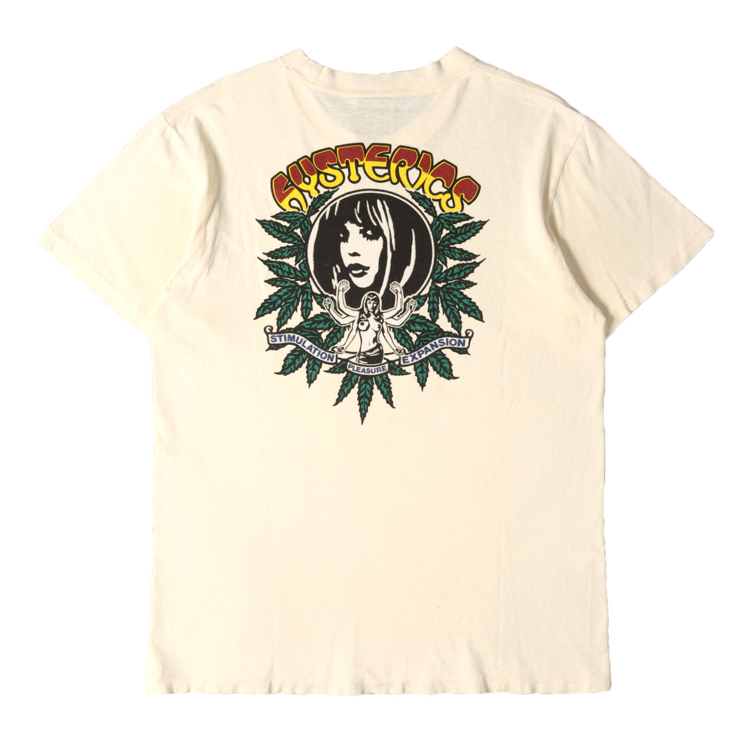 HYSTERIC GLAMOUR ヒステリックグラマー ティーシャツ 黄色 大きさ:M | 90s - 00s  グラフィック ロゴタイプ ティーシャツ | トップス カットソー 半袖 日本製【メンズ】【中古】【K4839】