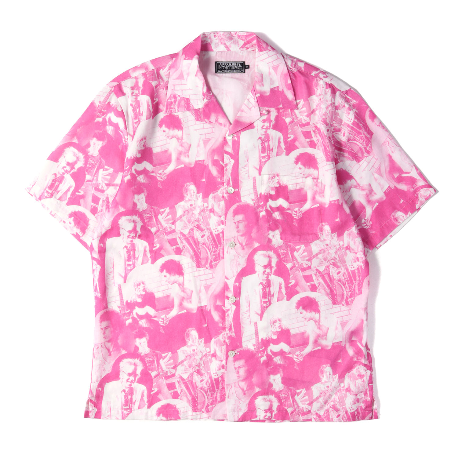 HYSTERIC GLAMOUR ヒステリックグラマー プルオーバー サクラ色 大きさ:M | 25SS DENNIS MORRIS/BOLLOKS ANARCHY MIX柄 公公然たる色つや 絹地 プルオーバー | トップス 心地よいプルオーバー 半袖【メンズ】【中古】【美品】【K4856】
