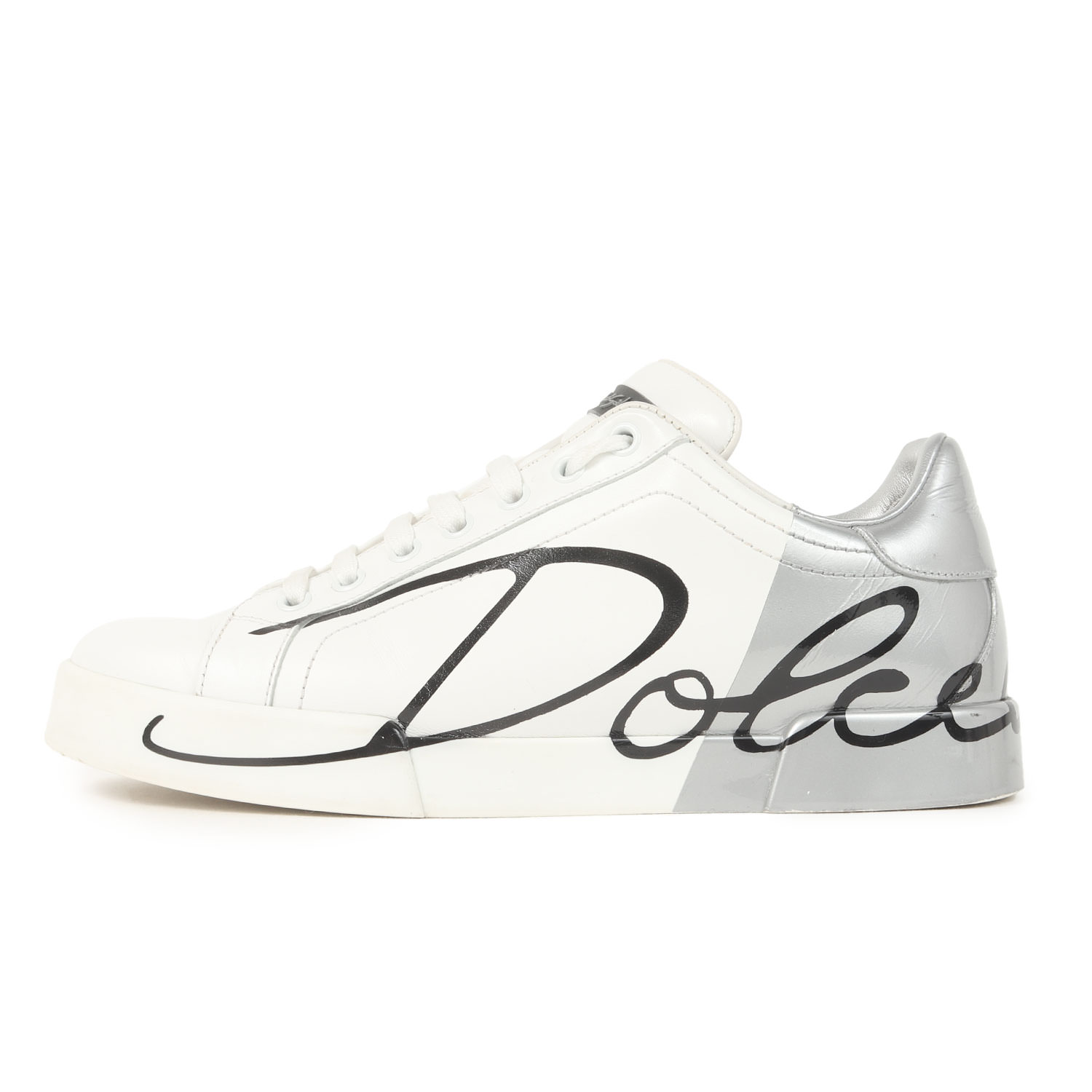 DOLCE\u0026GABBANA ドルチェ\u0026ガッバーナ 白いこと 白 大いさ:6 | ブランド名ロゴタイプ バイ色合い なめし革 スニーカー (PORTOFINO / CS1520) | 置き目取りすてる シューズ 靴【メンズ】【中古】【K4840】