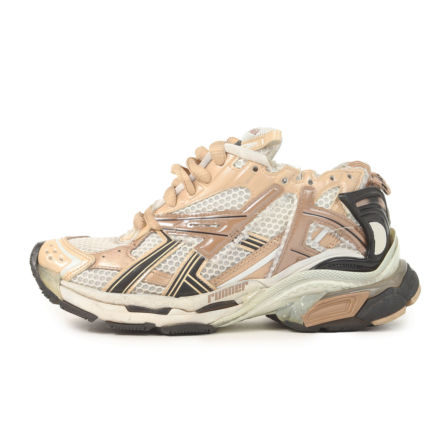 BALENCIAGA バレンシアガ 大きさ:US5(23.0珊) | ユーズド工業 メッシュ 専売特許 スニーカー (RUNNER / 677402) | ベージュ | 置き目撥ねのける スニーカー シューズ 靴【メンズ】【中古】【K4840】