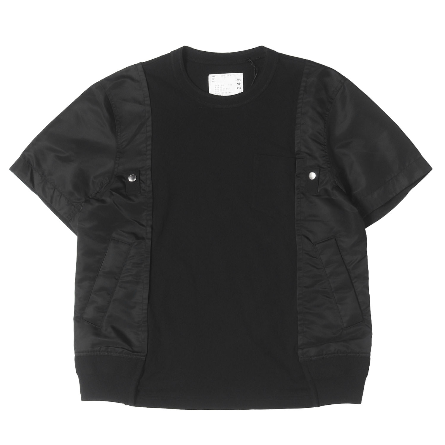 【美品】Sacai サカイ Tシャツ ブラック 黒 サイズ:1 25AW ナイロン切替 天竺編み Tシャツ Nylon Twill x Cotton Jersey T-Shirt トップス カットソー 半袖 【メンズ】【中古】【K4888】|ブランド古着のBEEGLE by Boo-Bee