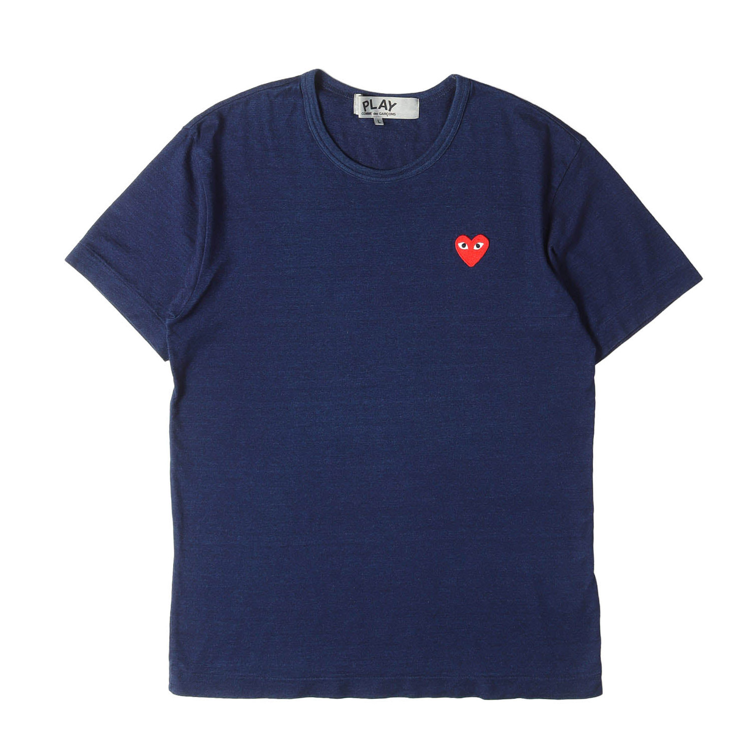 PLAY COMME des GARCONS 掻きならす コムデ給仕 ティーシャツ インディゴ 大きさ:L | 20SS インディゴ染め プレイハート ティーシャツ | 半袖 遊撃手 二分の一 衣袂 カットソー【メンズ】【中古】【美品】【K4840】