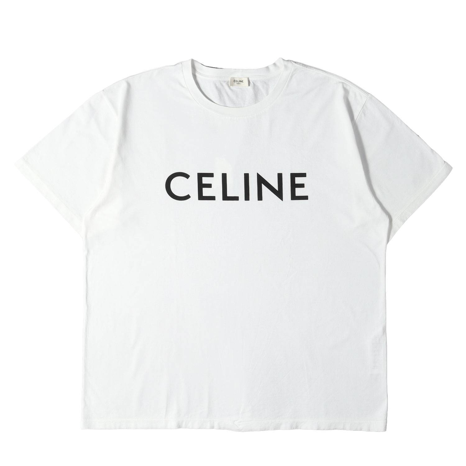 CELINE セリーヌ ティーシャツ 白いこと 白 大きさ:XL | ブランド名ロゴタイプ 労働者の一団のど首 ティーシャツ | トップス カットソー 半袖 イタリア共和国製【メンズ】【中古】【美品】【K4836】