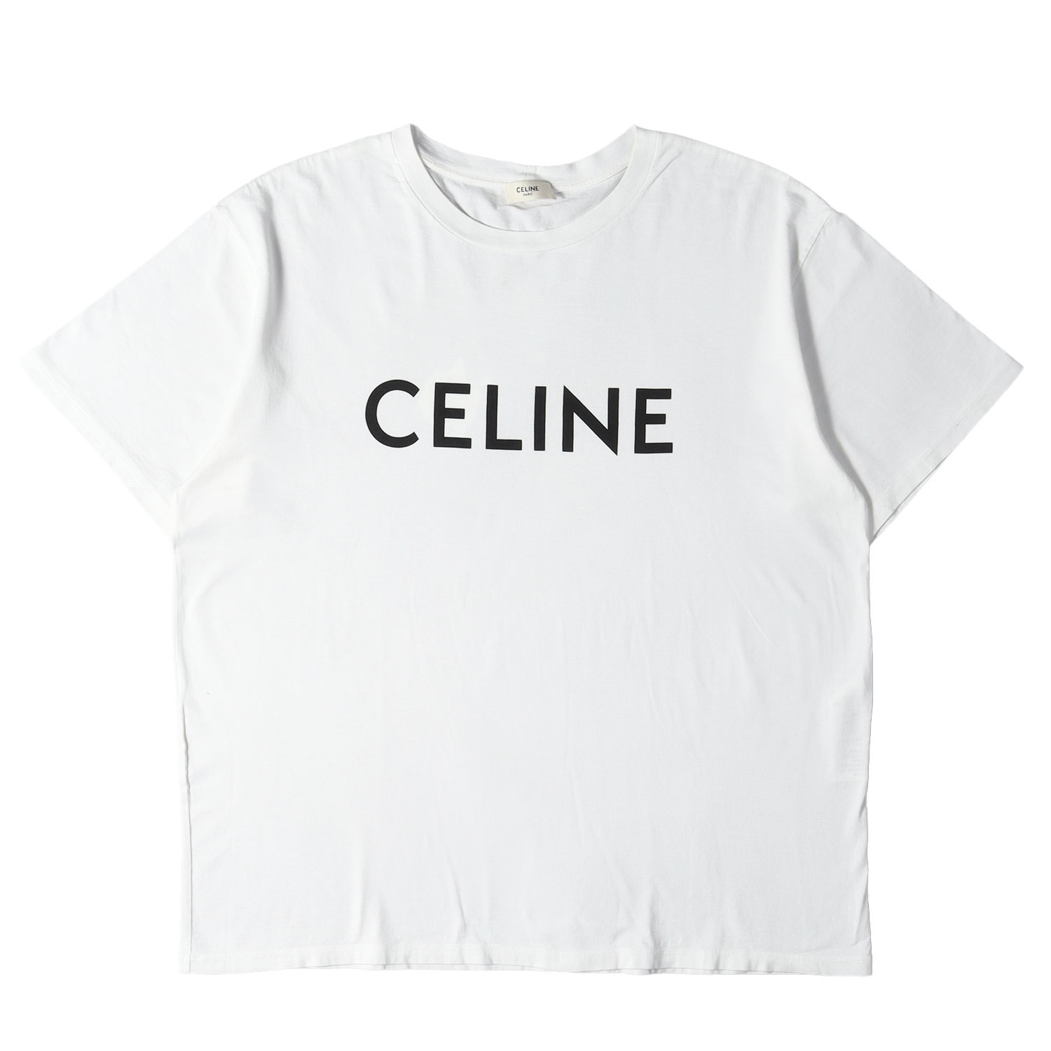 CELINE セリーヌ ティーシャツ 白いこと 白 大きさ:XL | ブランド名ロゴタイプ 労働者の一団のど首 ティーシャツ | トップス カットソー 半袖 | イタリア共和国製【メンズ】【中古】【美品】【K4836】