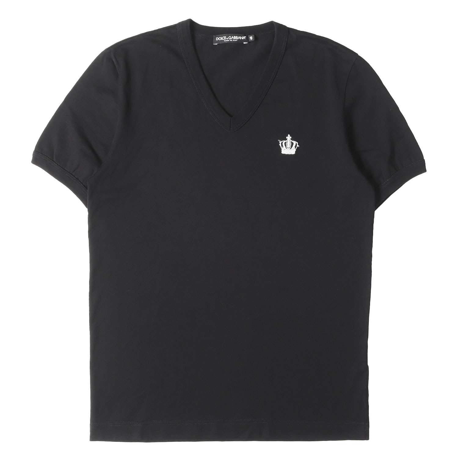 DOLCE\u0026GABBANA ドルチェ\u0026ガッバーナ ティーシャツ 黒いこと 黒 大きさ:48 | ジャケット冠刺しゅう Vのど首 ティーシャツ | 半袖 遊撃手 二分の一 衣袂 カットソー【メンズ】【中古】【美品】【K4836】