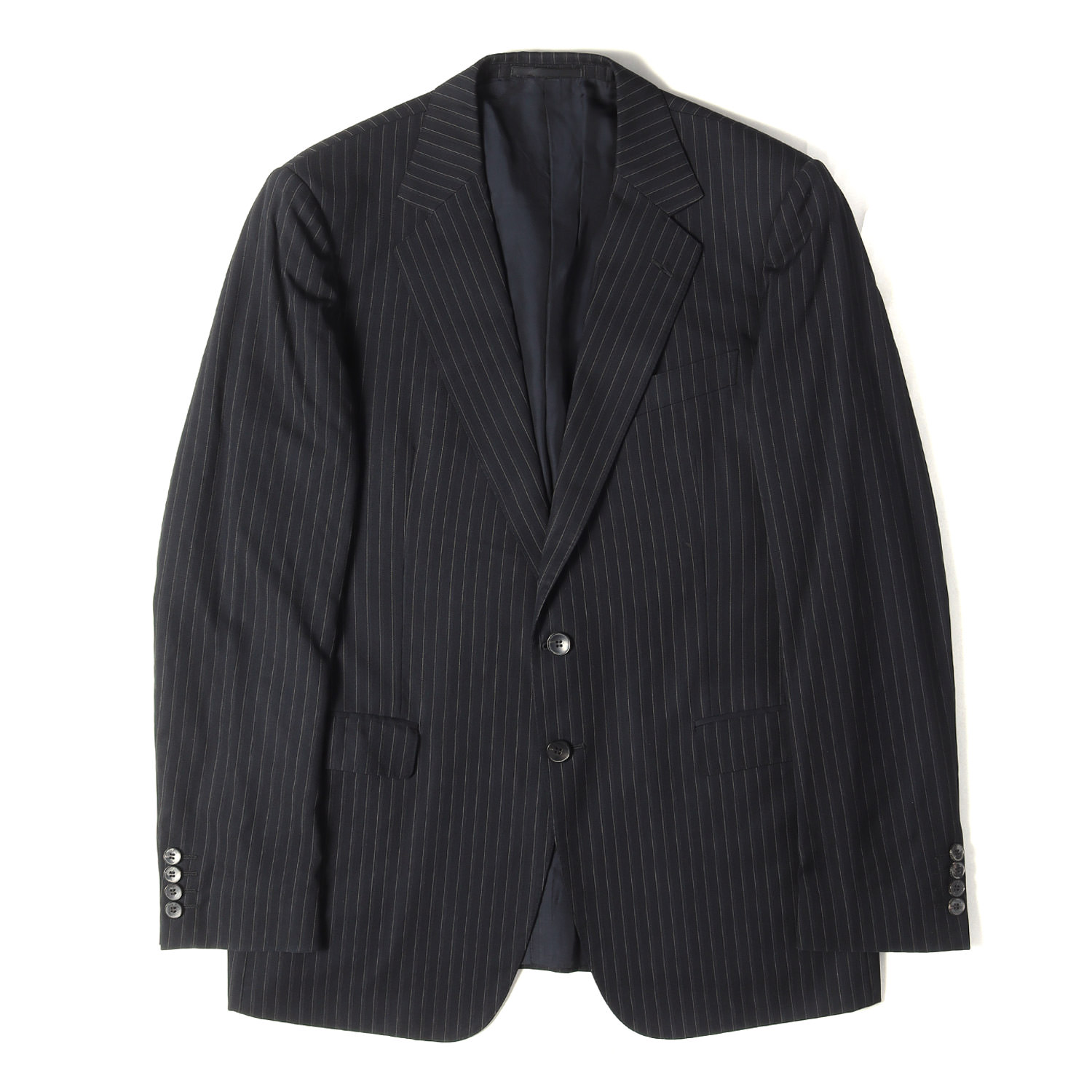 GUCCI グッチ 上衣 黒いこと 黒 大いさ:52 | ピン縞模様 ノッチドラペル 2B 羊毛 テーラードジャケット | アウター スポーツジャケット 厚地の外套 | イタリア共和国製【メンズ】【中古】【K4838】