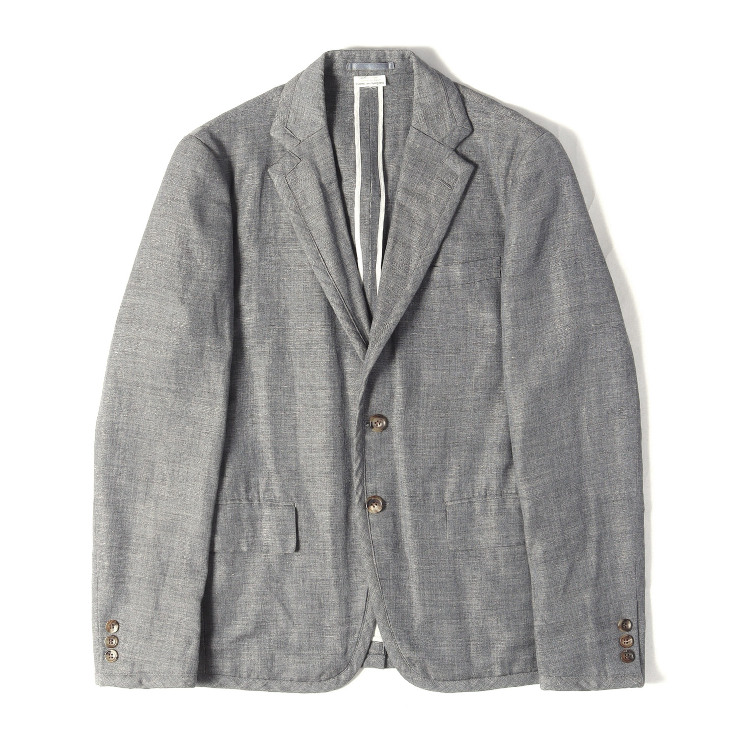 COMME des GARCONS HOMME DEUX コムデ給仕 オムドゥ 上衣 薄墨色 大きさ:XS | ノッチドラペル リネン/羊毛 3B テーラードジャケット | DI-J036 | アウター スポーツジャケット 厚地の外套【メンズ】【中古】【K4838】