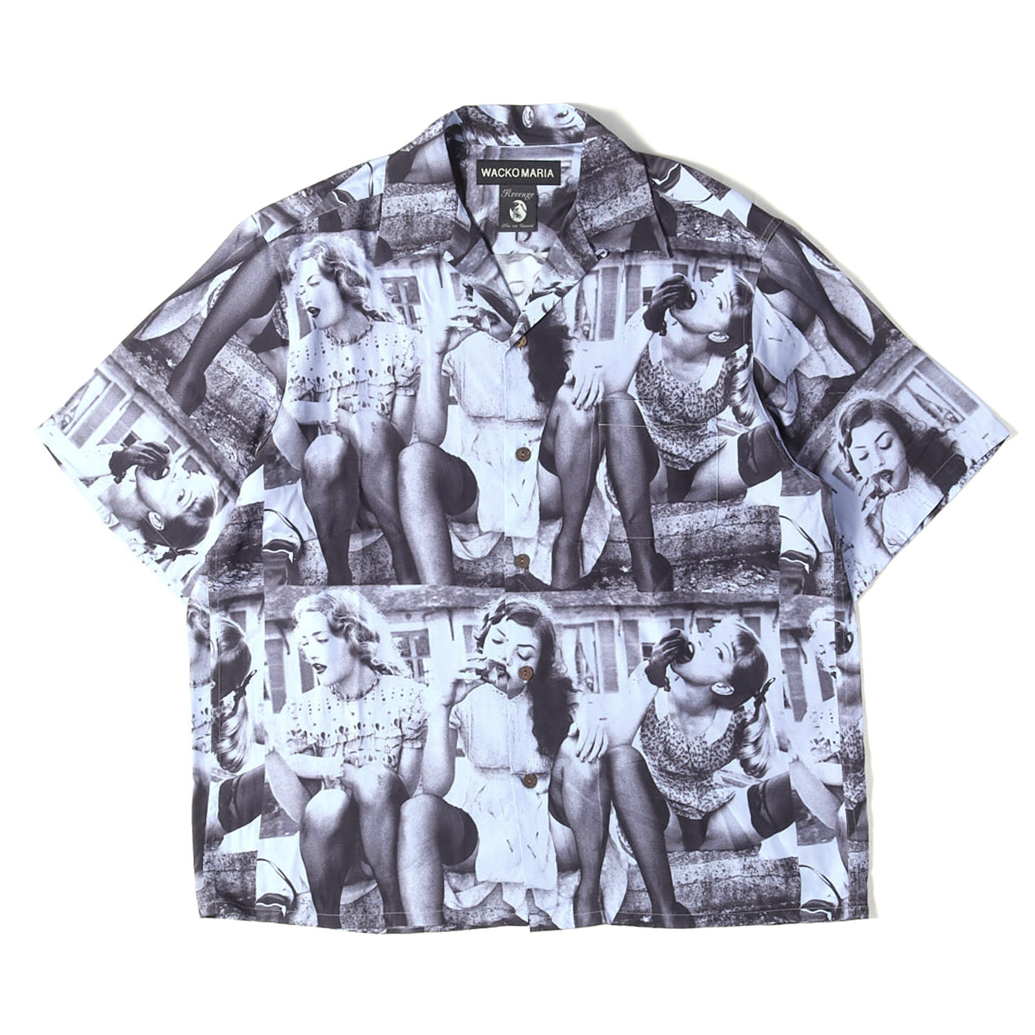 WACKO MARIA ワコマリア ティーシャツ パープル 大いさ:M | 25SS Ellen von Unwerth Revenge 人絹 ハワイアンティーシャツ / アロハシャツ(HAWAIIAN SHIRT) | トップス 心地好いティーシャツ 半袖【メンズ】【中古】【美品】【K4840】