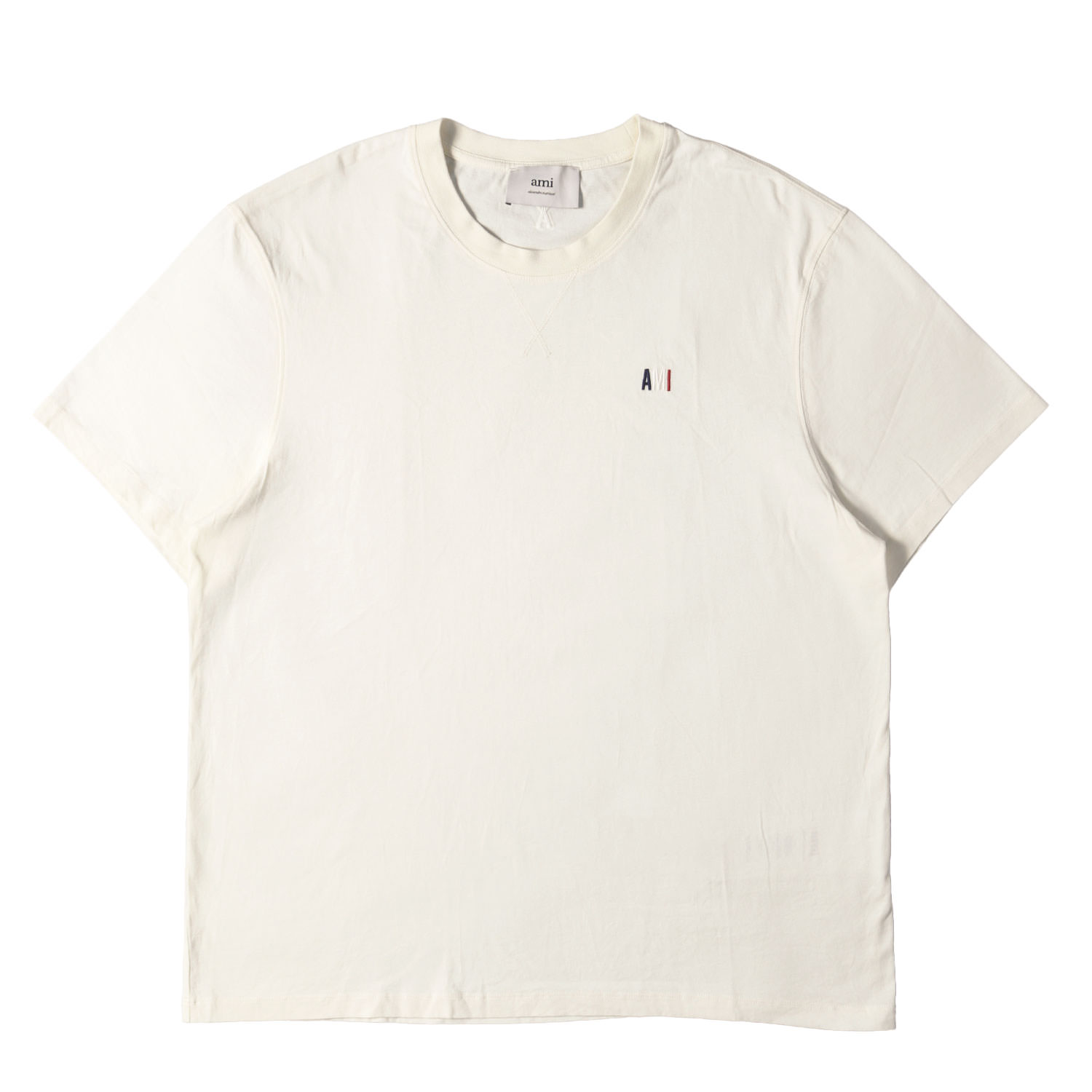 AMI Alexandre Mattiussi アミアレクサンドルマテュッシ ティーシャツ 象牙色 大きさ:XXL | 近年曳き船 ロゴタイプ刺しゅう 労働者の一団のど首 ティーシャツ | トップス カットソー 半袖【メンズ】【中古】【K4840】