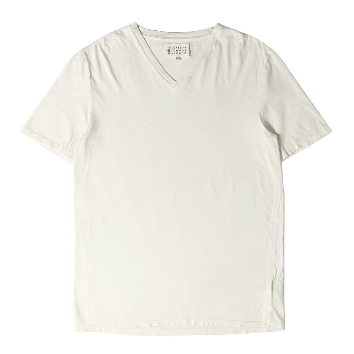 Maison Martin Margiela メゾンマルタンマルジェラ ティーシャツ 白いこと 白 大きさ:50 | 側面磁気テープ Vのど首 ティーシャツ | MM10 | トップス カットソー 半袖【メンズ】【中古】【K4840】