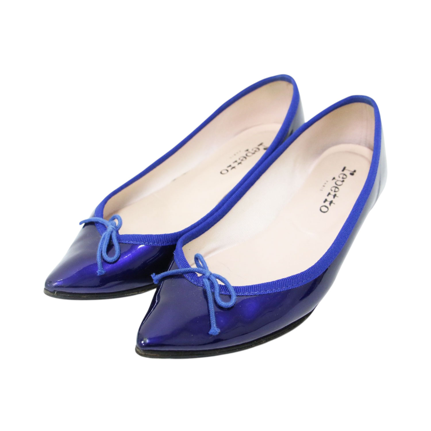 Repetto レ愛玩動物 大きさ:37 1/2(24.5糎) | ブリジット ポインテッドトゥ 平ったい パンプス / BRIGITTE バレーシューズ シュロの葉 | エナメル 青み | ブランド名 シューズ 靴【レディース】【中古】【K4846】
