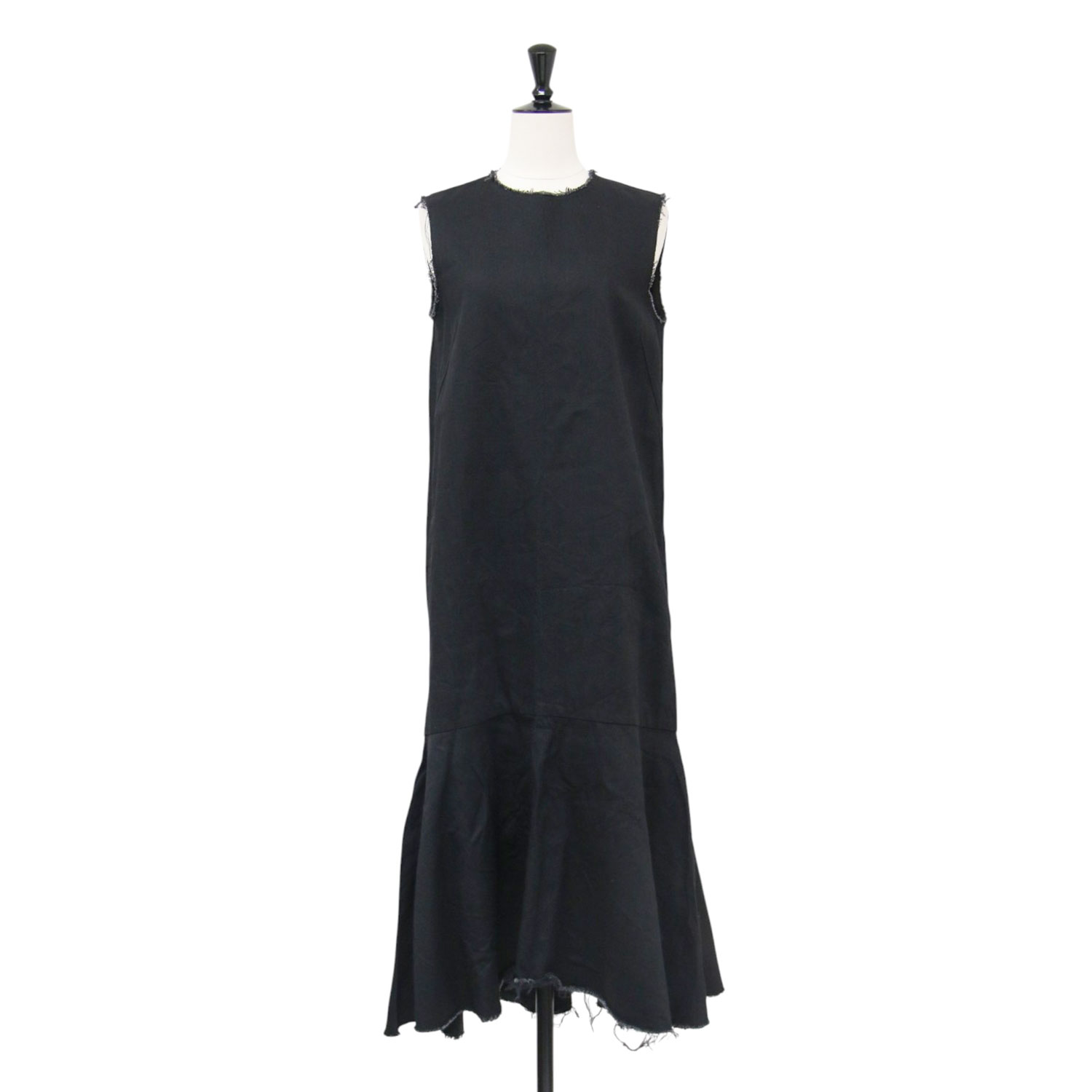 Plage プラージュ 衣裳 黒いこと 黒 大きさ:36(S) | vent et Plage デニムフォルムワンピース | ロング丈 マキシ丈 ノースリーブ 労働者の一団のど首 カットオフ 綿織物 | トップス 御召しもの【レディース】【中古】【K4840】