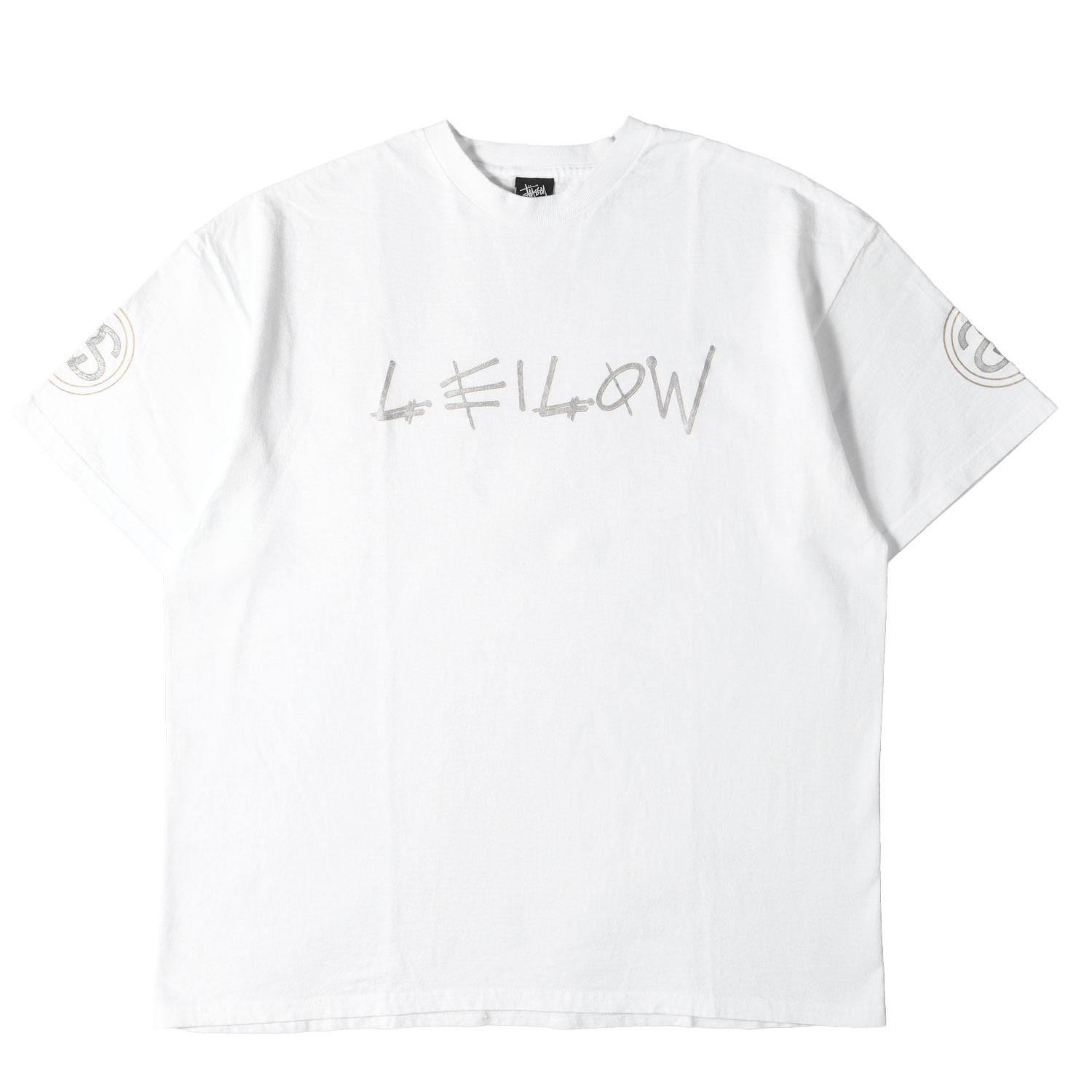STUSSY ステューシー プルオーバー 白いこと 白 大きさ:XL | 00s LEILOW ショーンフォントロゴ プルオーバー | トップス カットソー 半袖 共同研究【メンズ】【中古】【K4843】