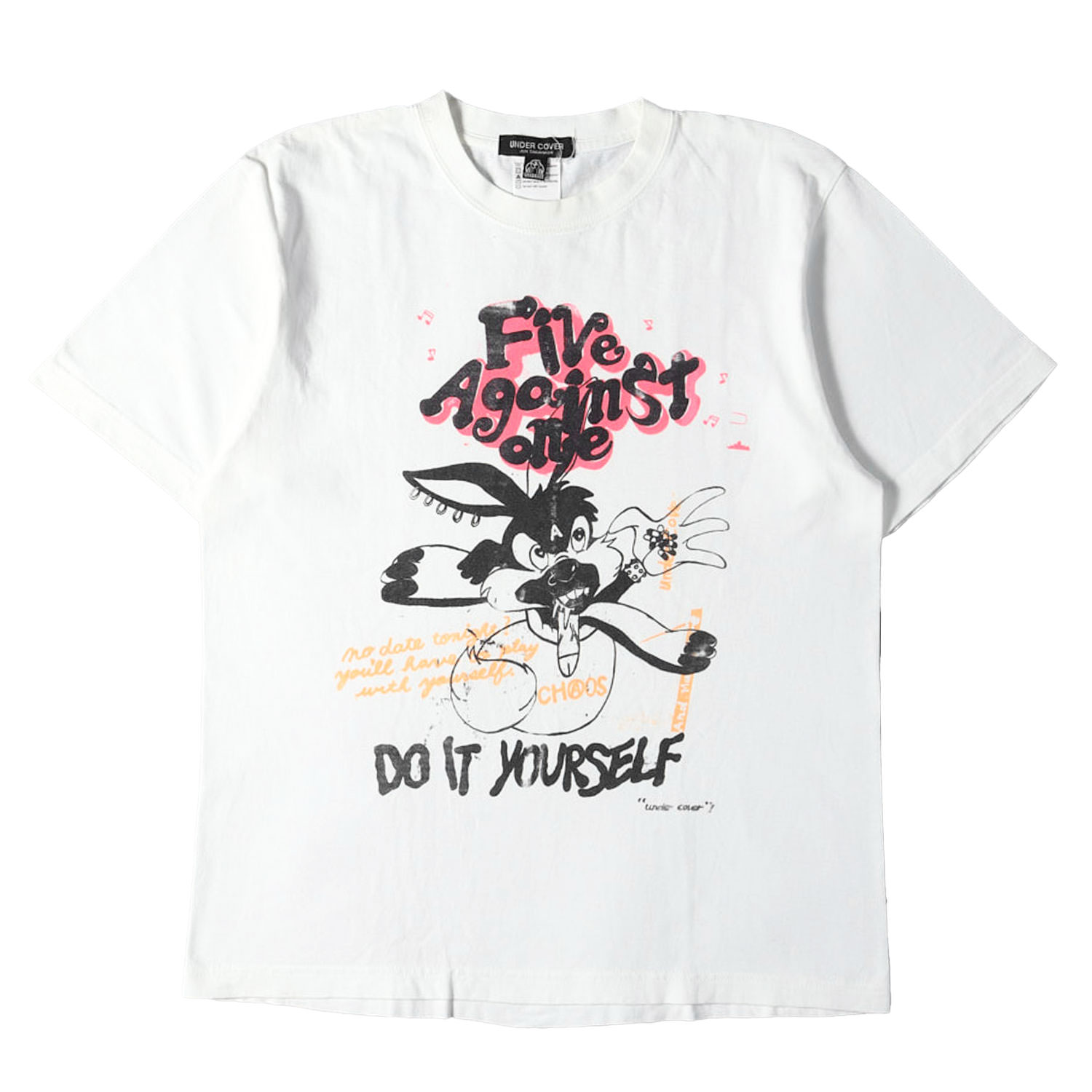 UNDERCOVER アンダー押しかぶせる プルオーバー 白いこと 白 大きさ:M | 00s VANDALIZE FIVE AGAINST 手感想刷り上げる プルオーバー | トップス カットソー 半袖【メンズ】【中古】【K4843】