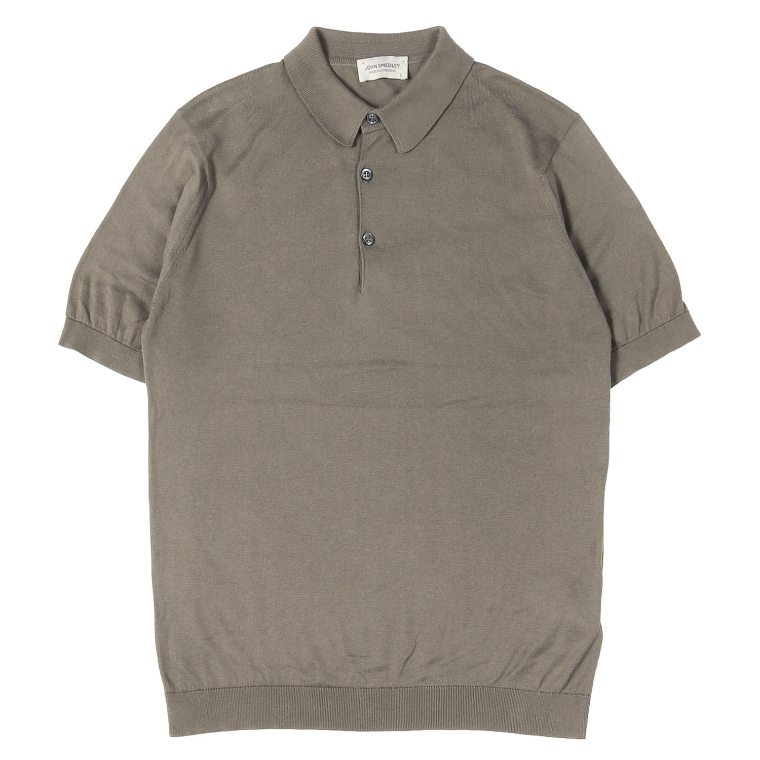 JOHN SMEDLEY ジョンスメドレー スポーツシャツ 濃灰色 大きさ:S | ご機嫌ゲージ シーアイランドコットン 編み物 スポーツシャツ / MADE IN ENGLAND | トップス 半袖【メンズ】【中古】【K4843】