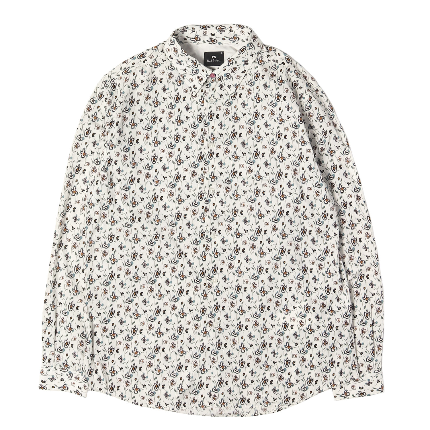 PS Paul Smith ピーエスポールスミス シャツ ホワイト 白 サイズ:L | 20SS フローラルプリント カジュアル シャツ (Floral Print Casual Shirt) | トップス カジュアルシャツ 長袖【メンズ】【中古】【K4874】｜ブランド古着のBEEGLE by Boo-Bee