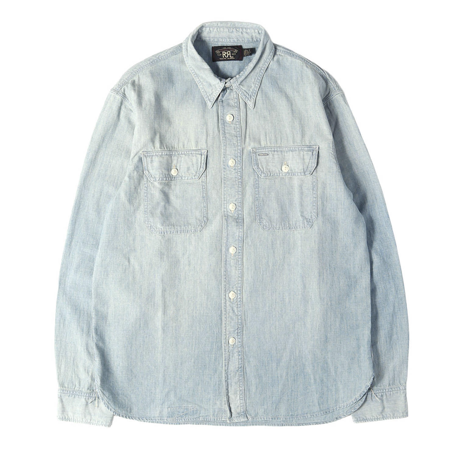 【近年模範例】RRL ダブルアールエル プルオーバー インディゴ 大きさ:M  ヴィンテージ処理 シャンブレー 細工物プルオーバー ラルフローレン トップス 心地よいプルオーバー 長袖【メンズ】【中古】【K4860】