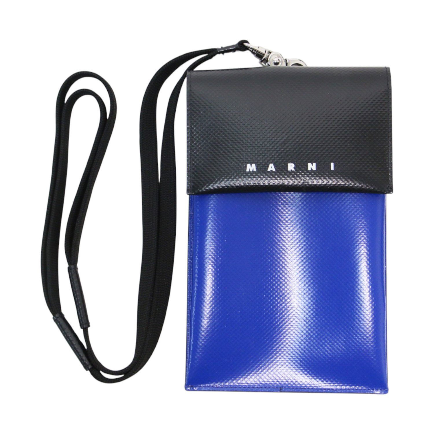 MARNI マルニ レザー フラップ フォンケース PHONE HOLDER スマホショルダー クロスボディ ブルー ブラック 青黒 イタリア製 ブランド ファッション アイテム 小物【レディース】【中古】【K4881】|ブランド古着のBEEGLE by Boo-Bee