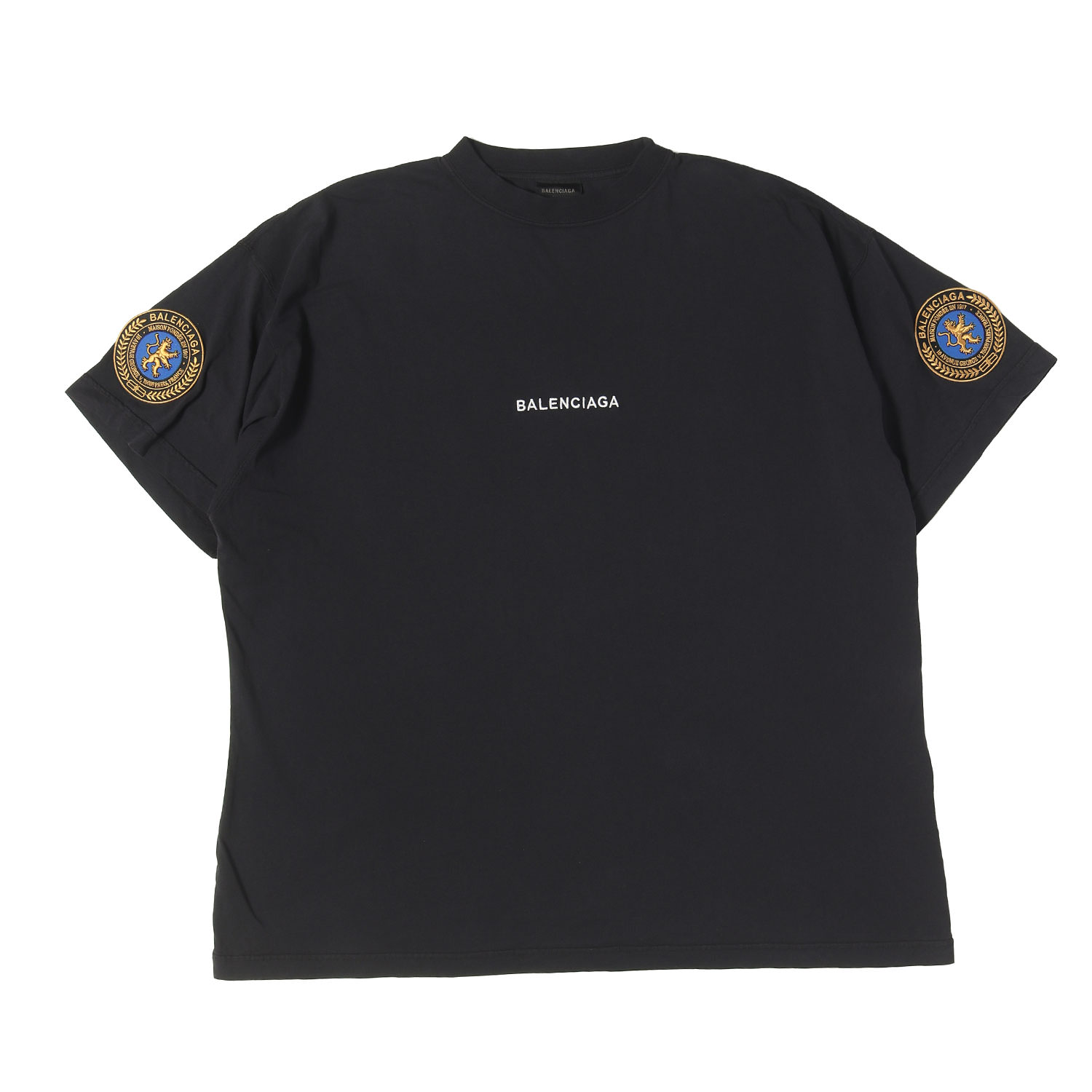 BALENCIAGA バレンシアガ Tシャツ ブラック 黒 サイズ:2 25AW ワッペン付き ブランドロゴ刺繍 オーバーサイズ Tシャ Uniform Merch Dry Jersey Oversized T-Shirt トップス カットソー 半袖【メンズ】【中古】【K4882】|ブランド古着のBEEGLE by Boo-Bee