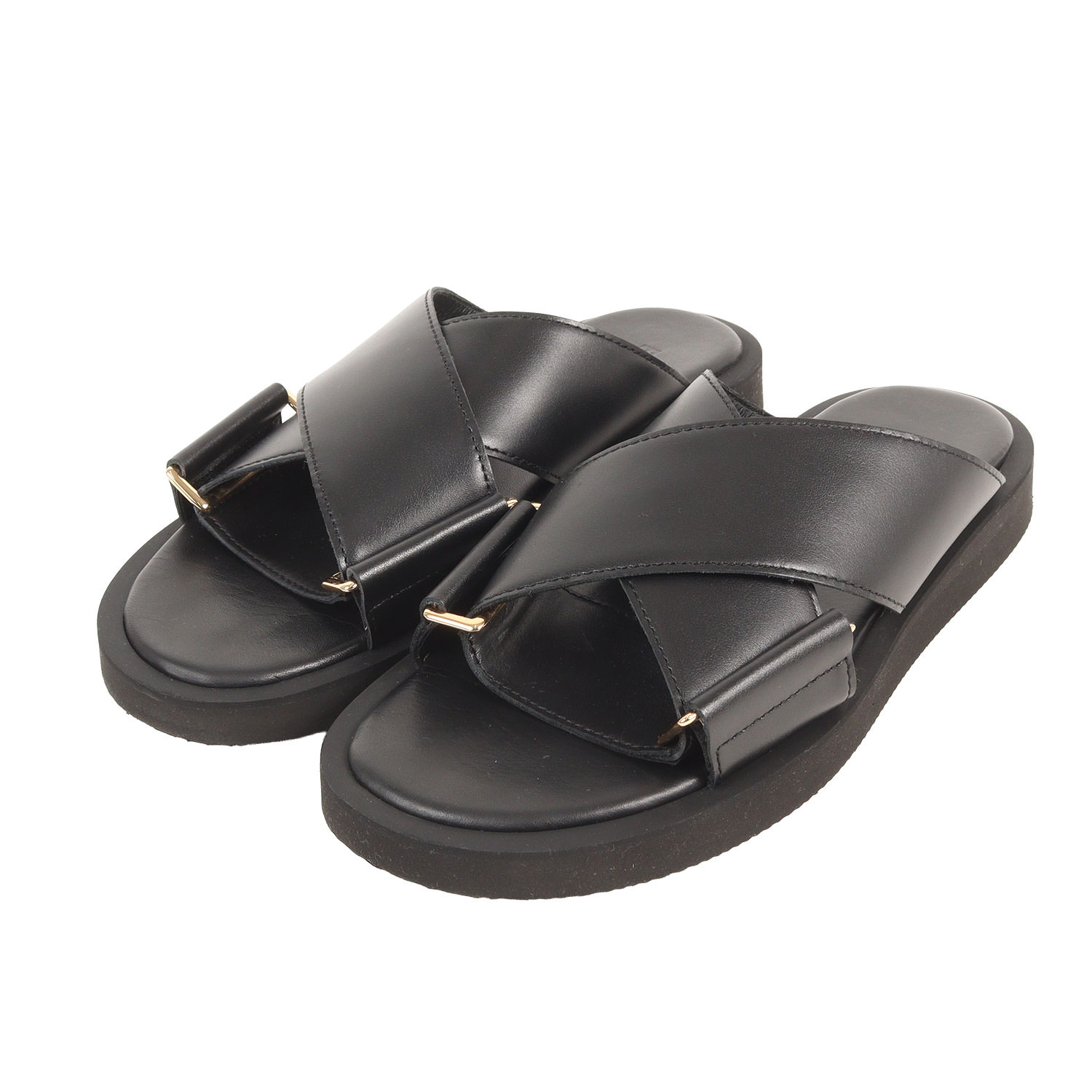 【美品】PADRONE パドローネ サンダル サイズ:40(26cm相当) 26SS NANO UNIVERSE 別注 CROSS STRAP SANDAL (6706135029) / THE STANDARD LINE ブラック 黒 ブランド シューズ コラボ【メンズ】【中古】【K4879】｜ブランド古着のBEEGLE by Boo-Bee