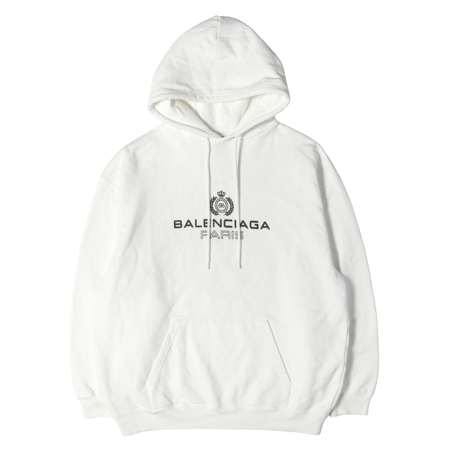【人気モデル】BALENCIAGA バレンシアガ パーカー ホワイト 白 サイズ:L オーバーサイズ ブランドロゴ スウェットパーカー 570811 TGV70 トップス フーディー【メンズ】【中古】【K4874】｜ブランド古着のBEEGLE by Boo-Bee
